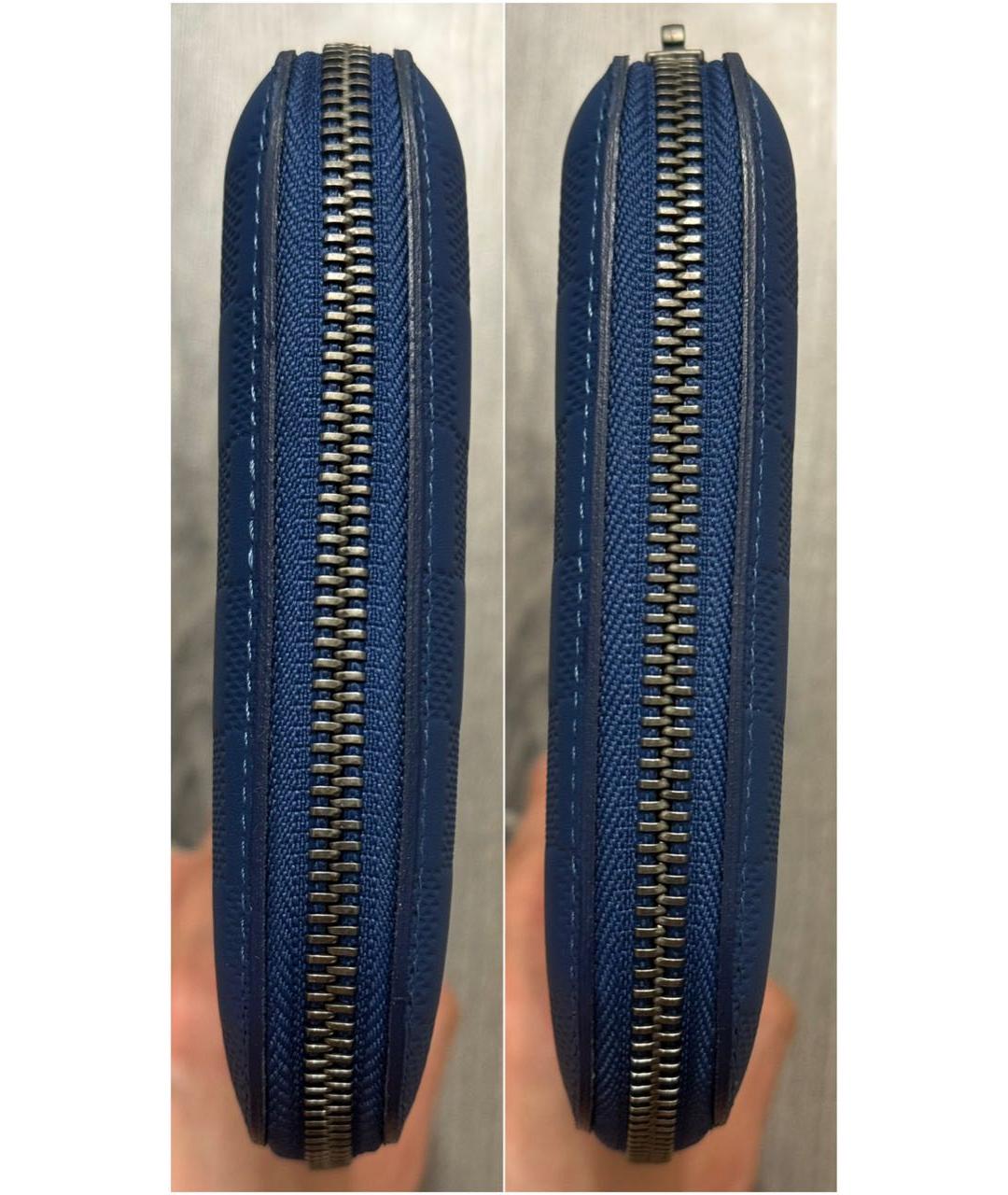 LOUIS VUITTON Синий кожаный кошелек, фото 4