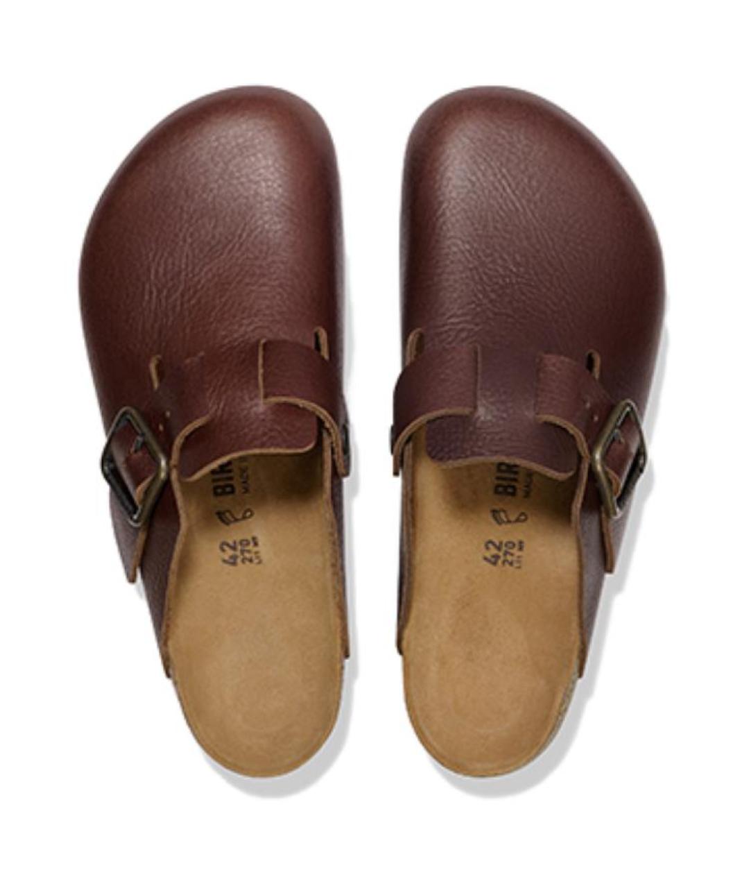 BIRKENSTOCK Коричневые кожаные слипоны, фото 3