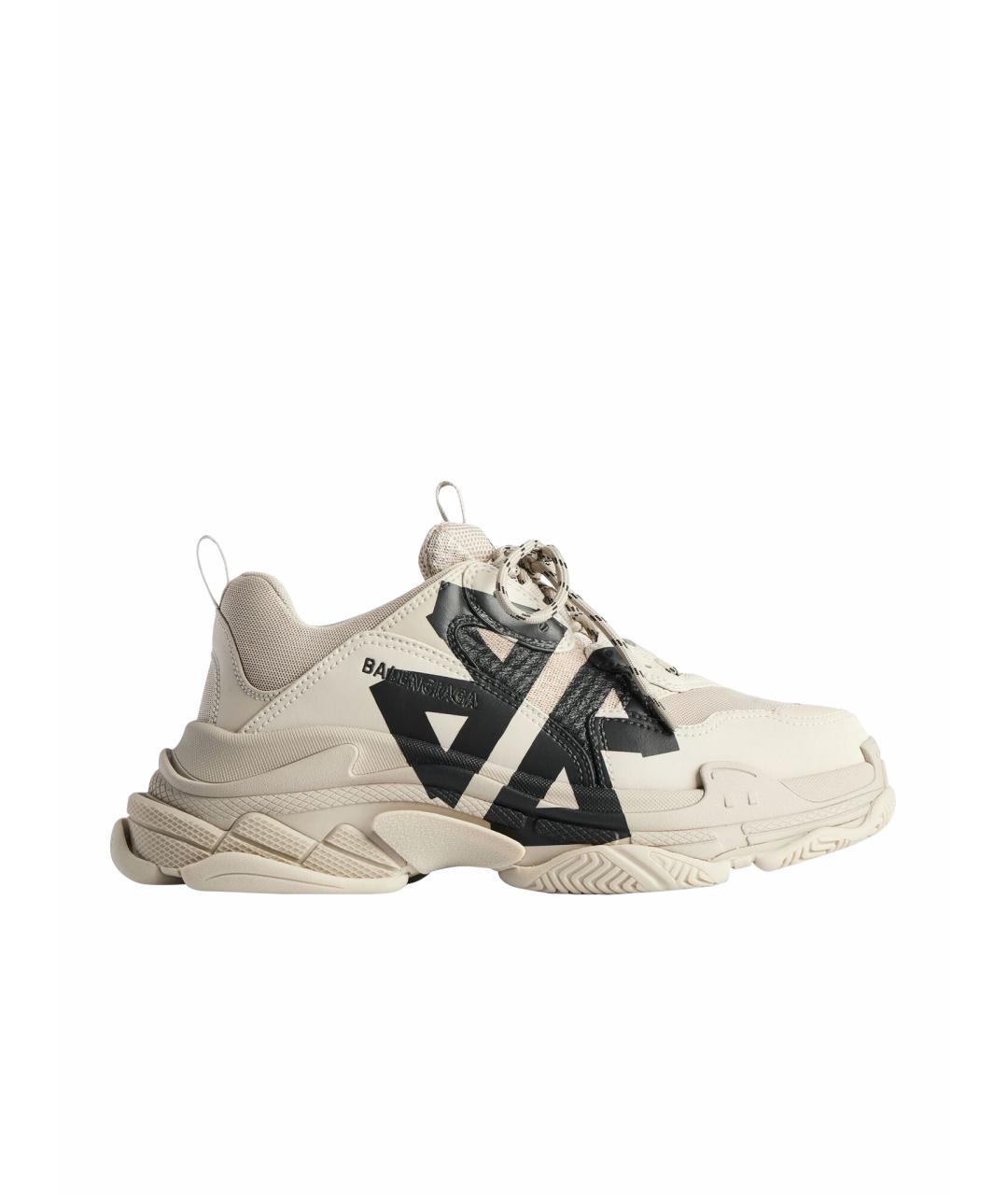BALENCIAGA Бежевые низкие кроссовки / кеды, фото 1