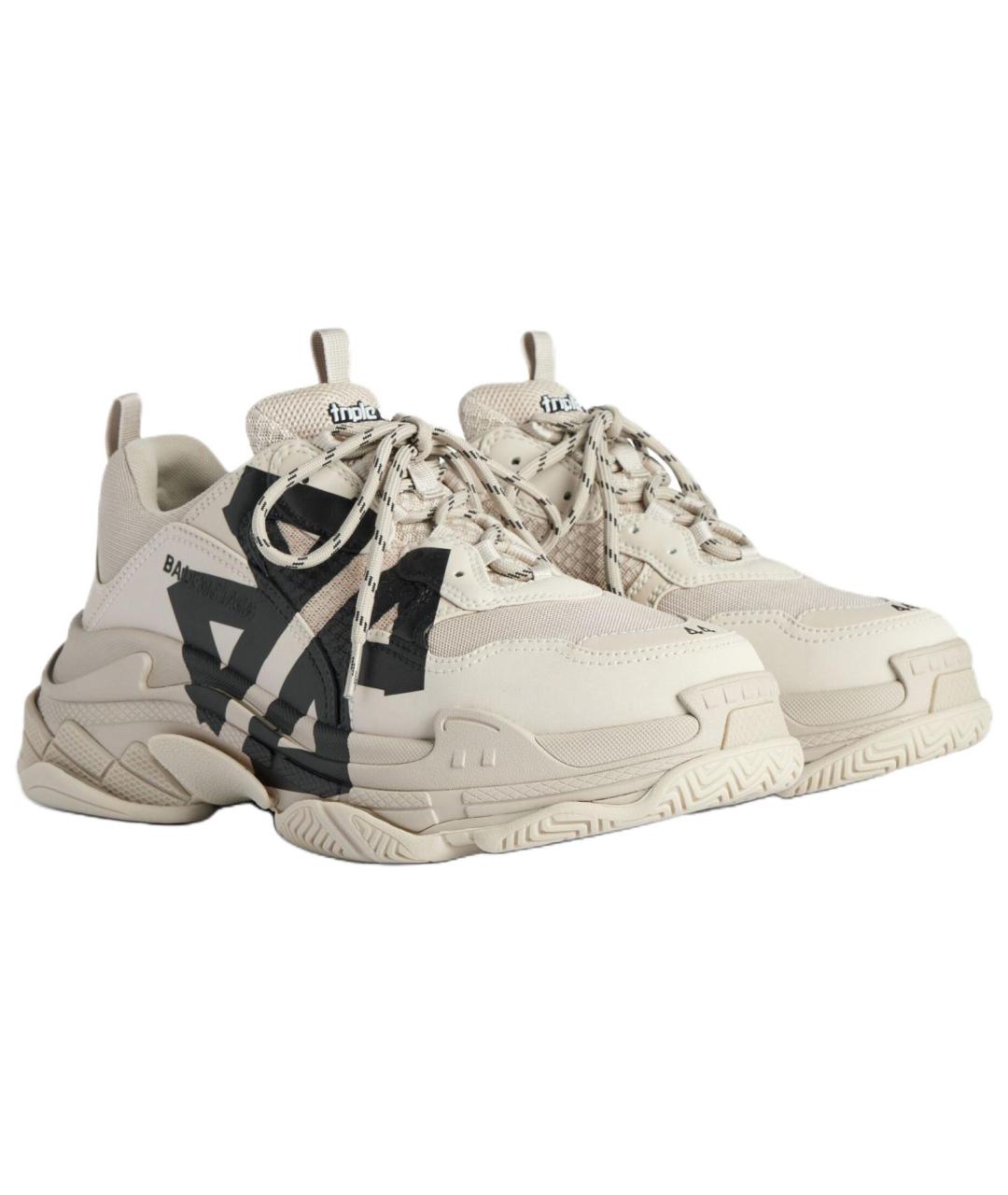 BALENCIAGA Бежевые низкие кроссовки / кеды, фото 3