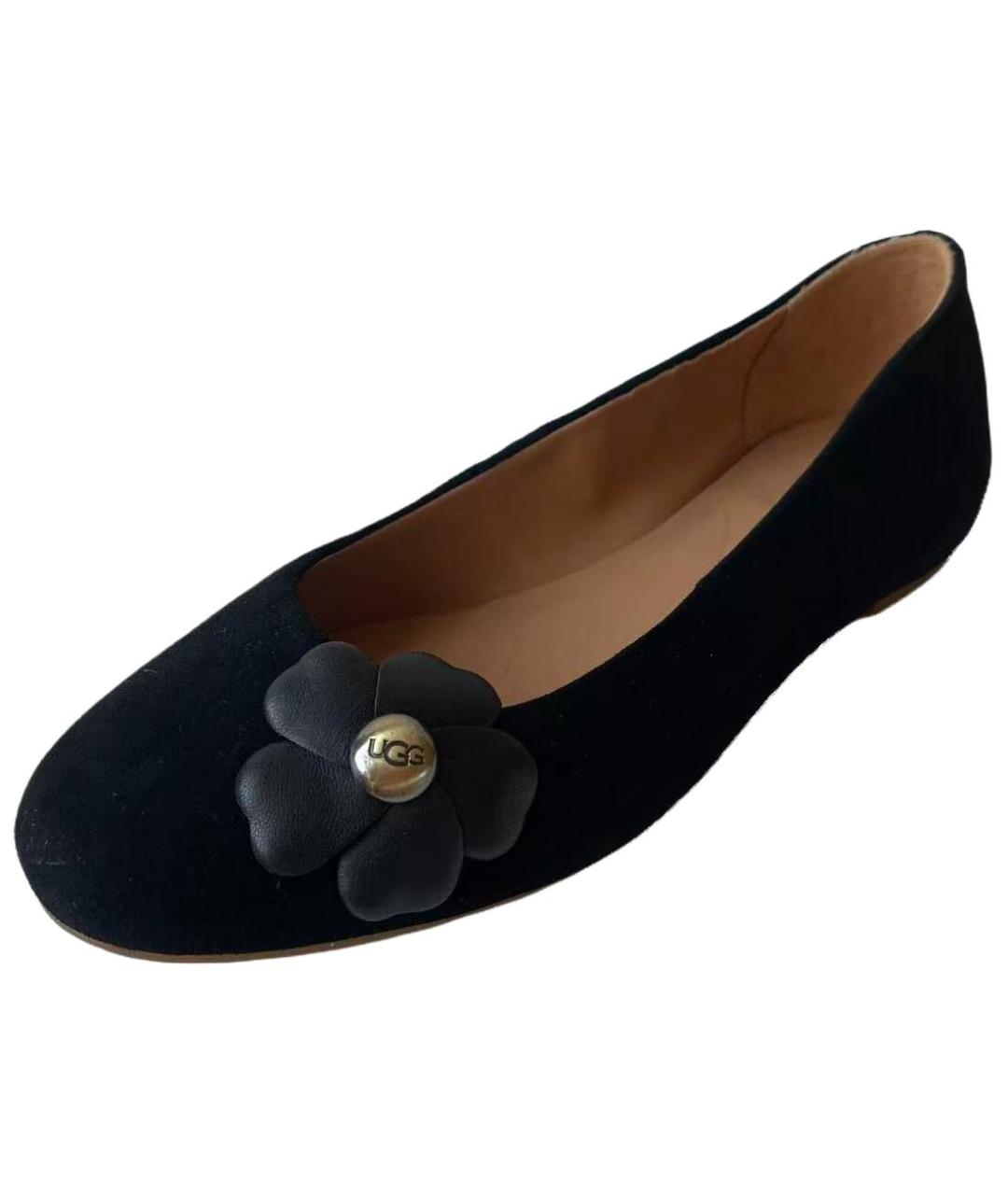 UGG AUSTRALIA Черные кожаные балетки, фото 3