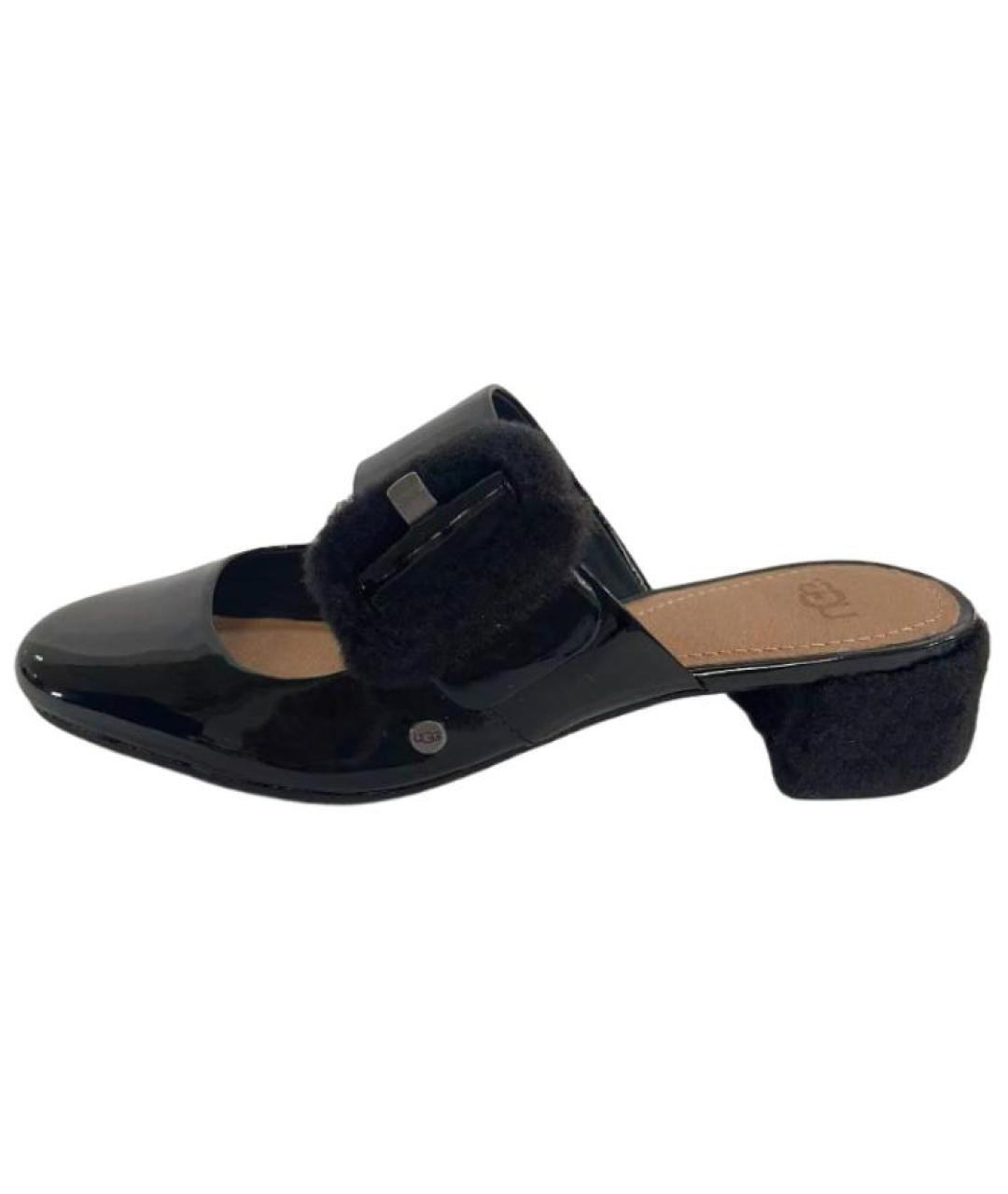 UGG AUSTRALIA Черные кожаные мюли, фото 3