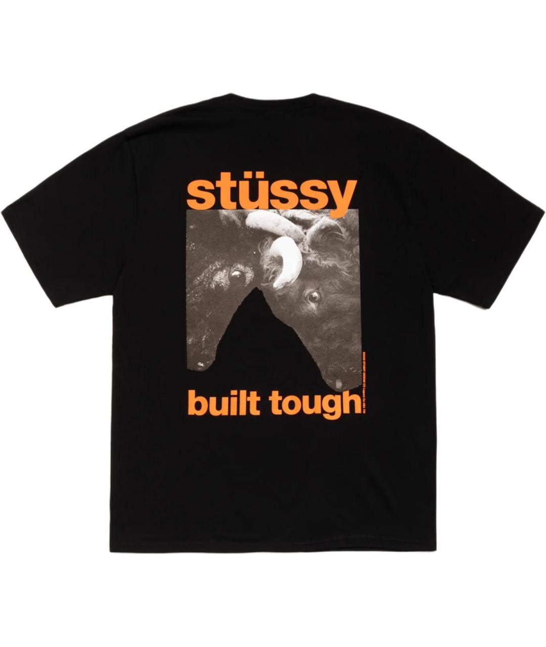 STUSSY Черная хлопковая футболка, фото 2