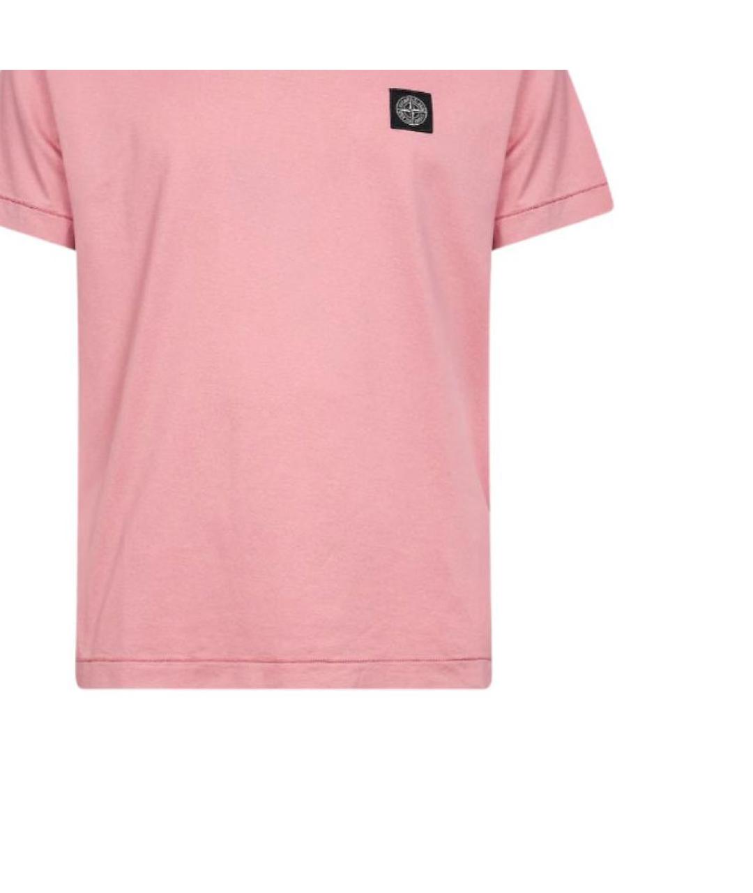STONE ISLAND Розовая хлопковая футболка, фото 3