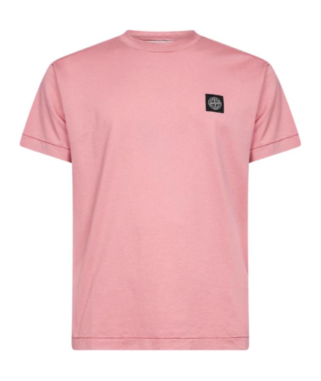 STONE ISLAND Розовая хлопковая футболка, фото 1