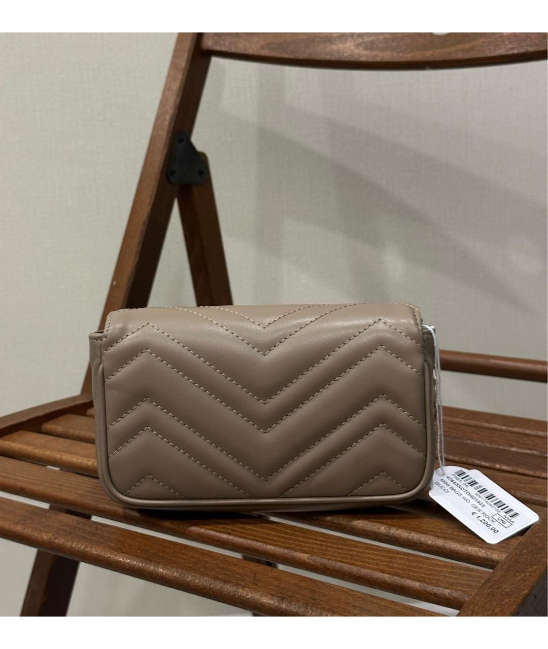 GUCCI Бежевая кожаная сумка через плечо, фото 3