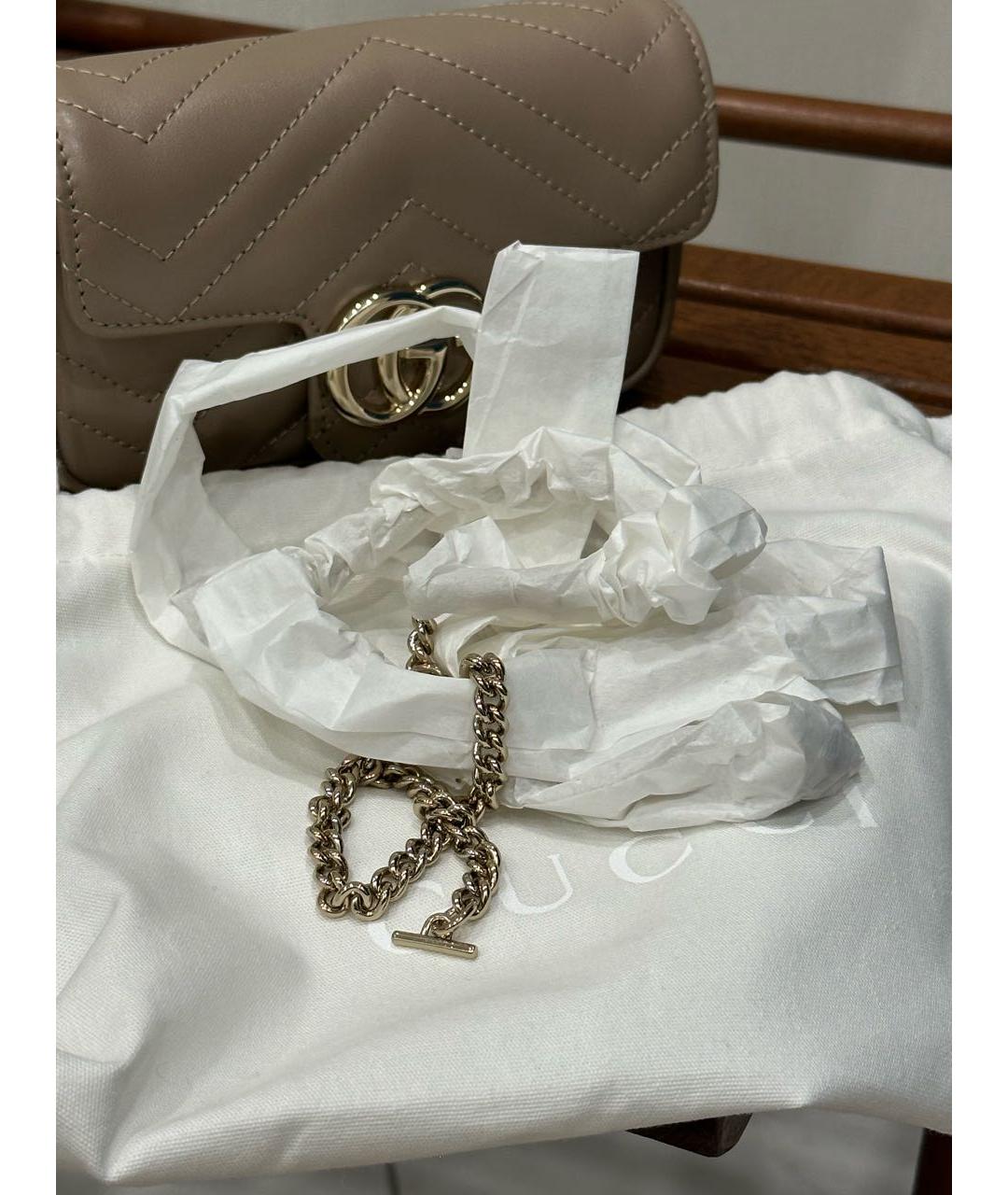 GUCCI Бежевая кожаная сумка через плечо, фото 5