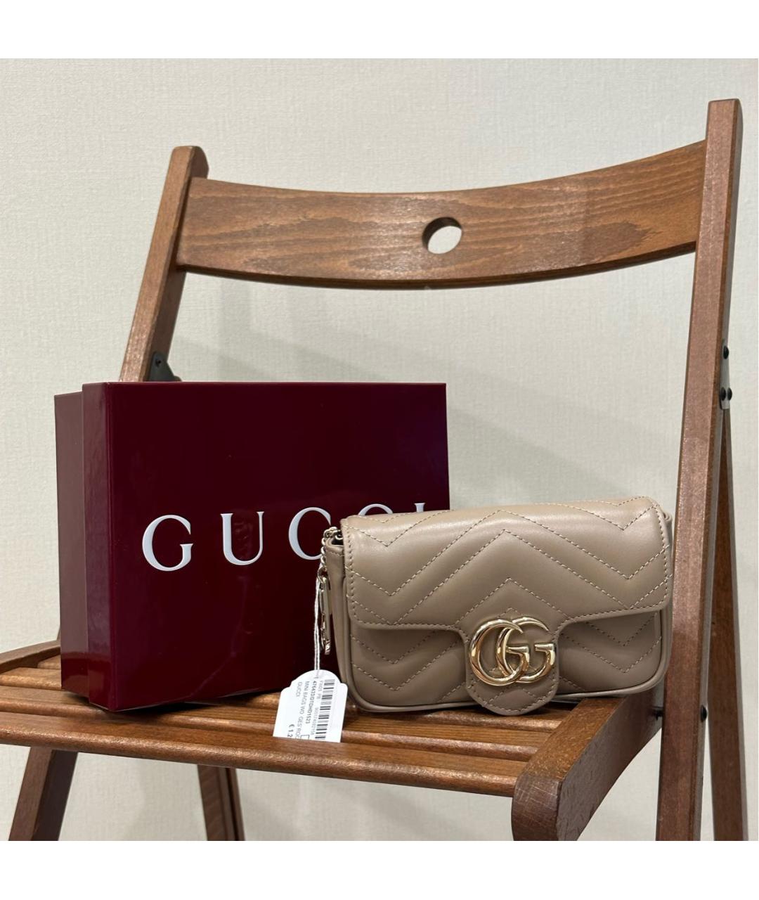 GUCCI Бежевая кожаная сумка через плечо, фото 4