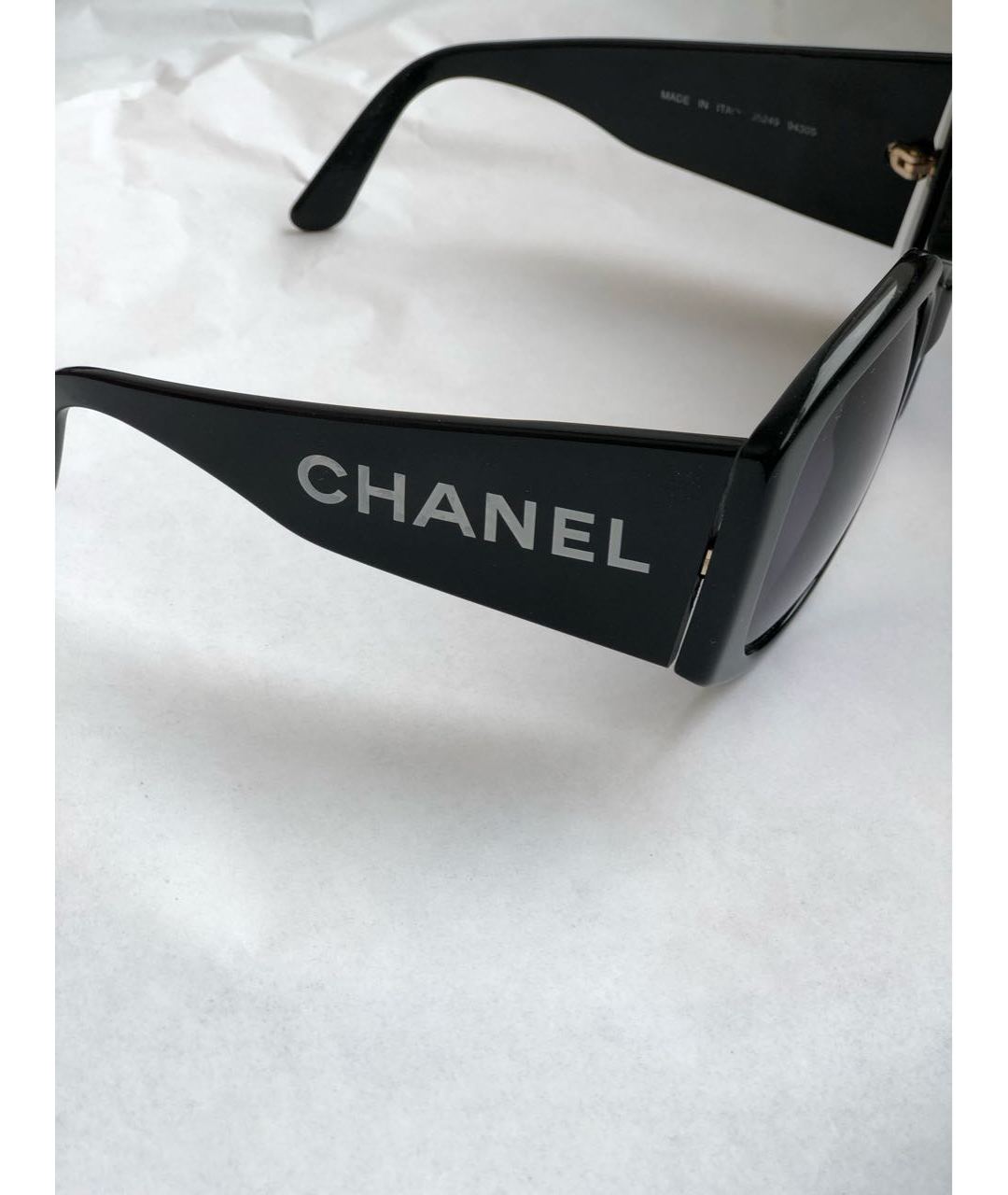 CHANEL VINTAGE Черные пластиковые солнцезащитные очки, фото 3