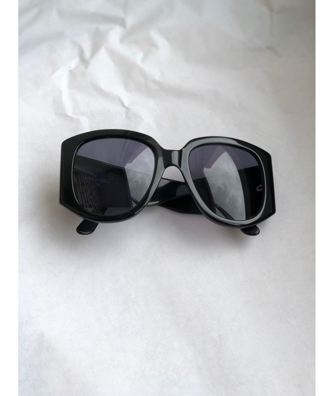CHANEL VINTAGE Черные пластиковые солнцезащитные очки, фото 7