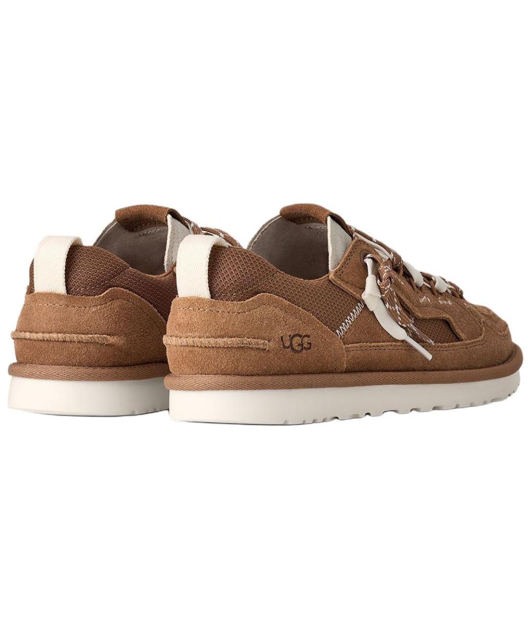 UGG AUSTRALIA Коричневые кожаные низкие кроссовки / кеды, фото 4