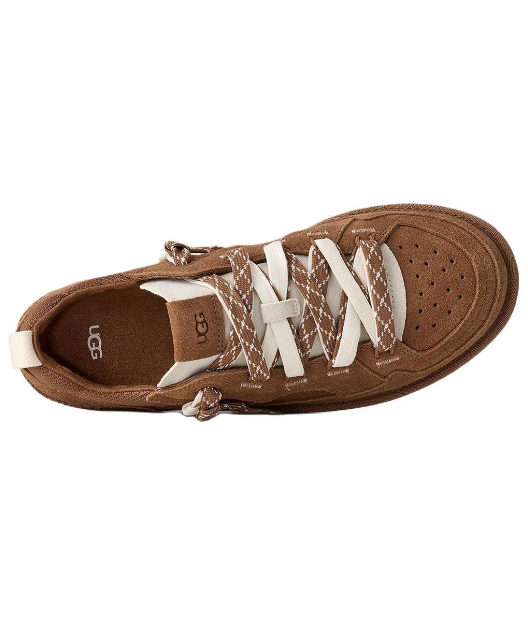 UGG AUSTRALIA Коричневые кожаные низкие кроссовки / кеды, фото 5