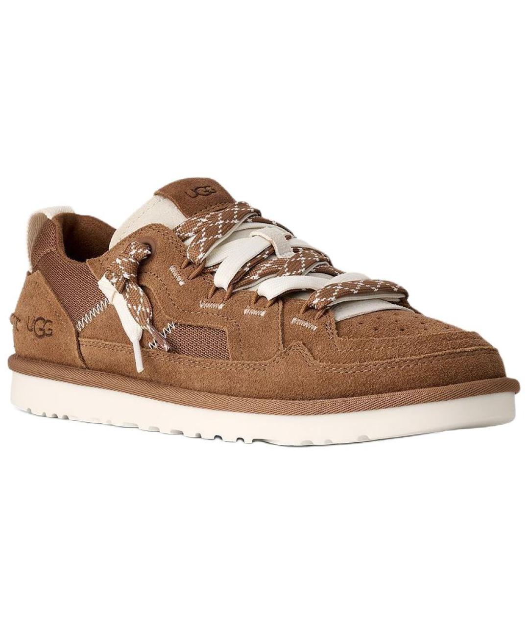 UGG AUSTRALIA Коричневые кожаные низкие кроссовки / кеды, фото 3