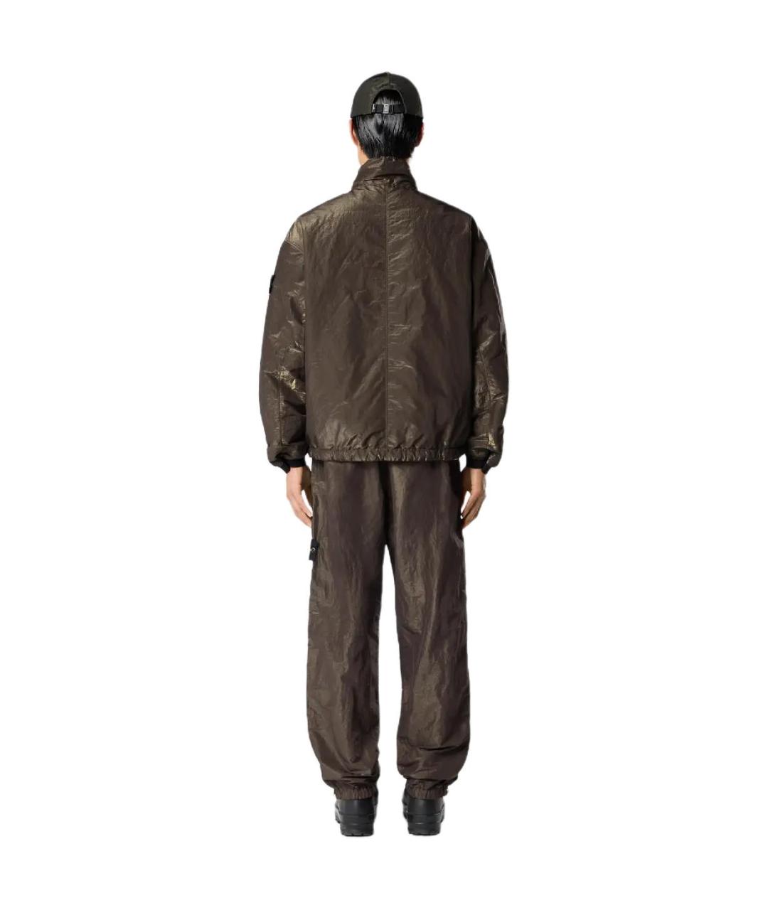 STONE ISLAND Коричневые прямые брюки, фото 4