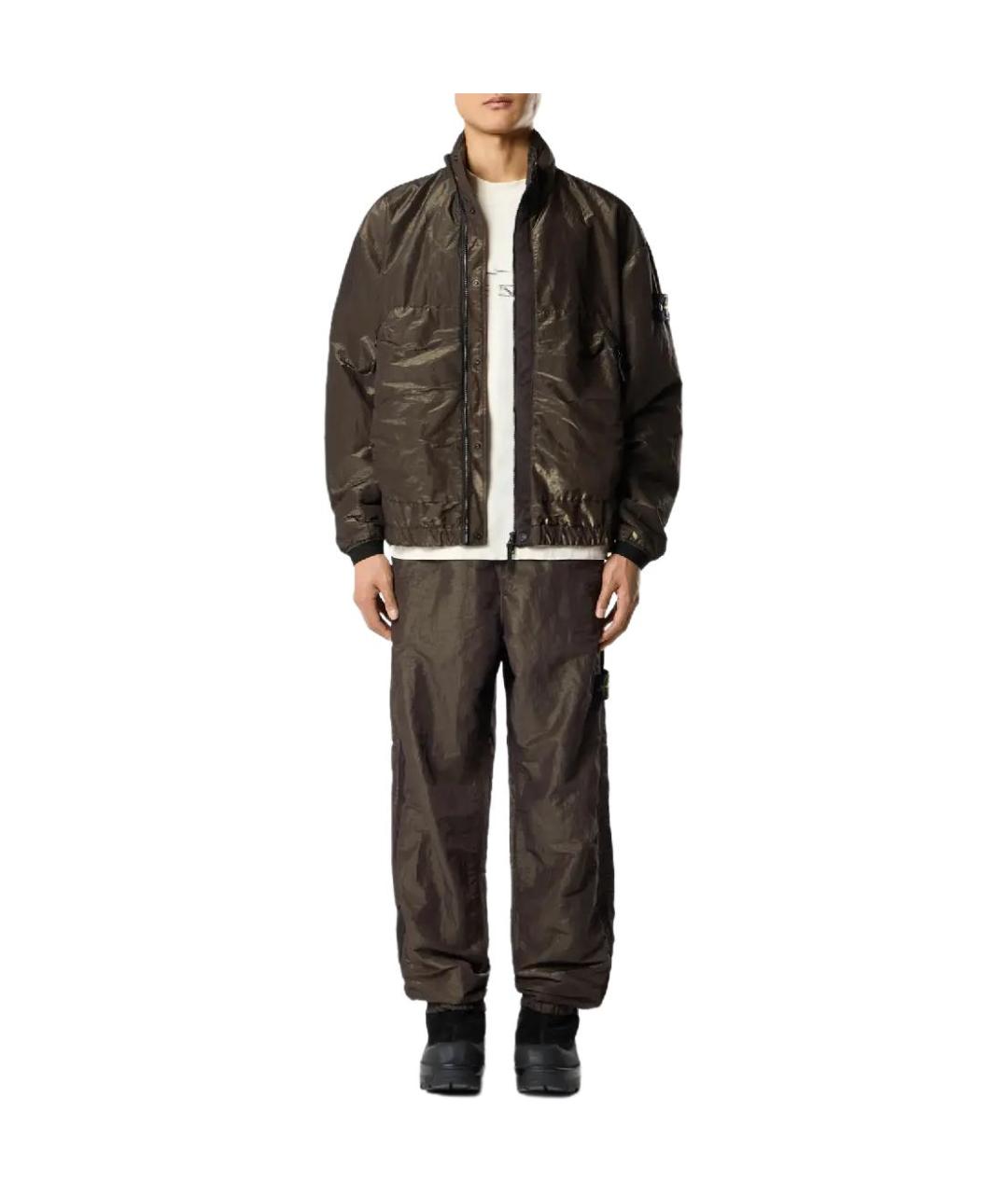 STONE ISLAND Коричневые прямые брюки, фото 3