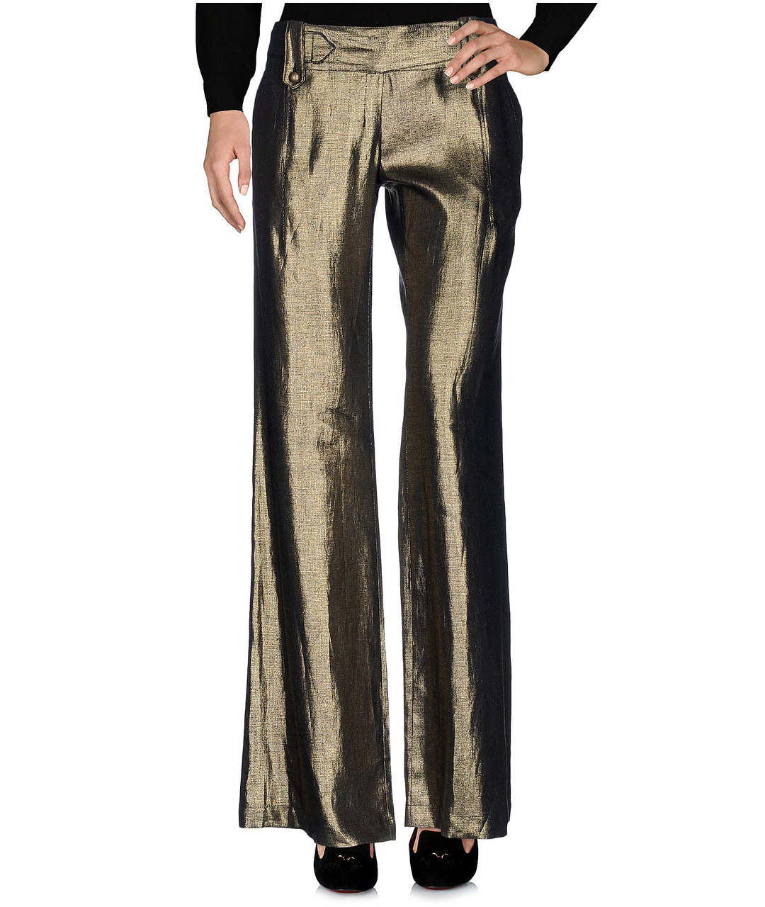 JOHN RICHMOND Золотые льняные брюки широкие, фото 3