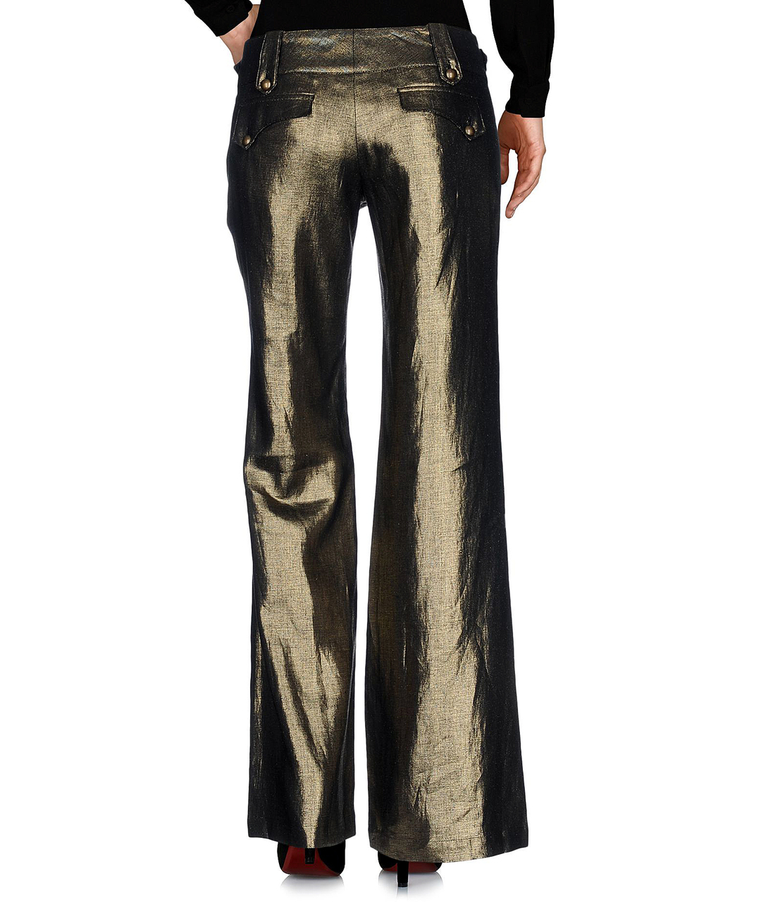 JOHN RICHMOND Золотые льняные брюки широкие, фото 2