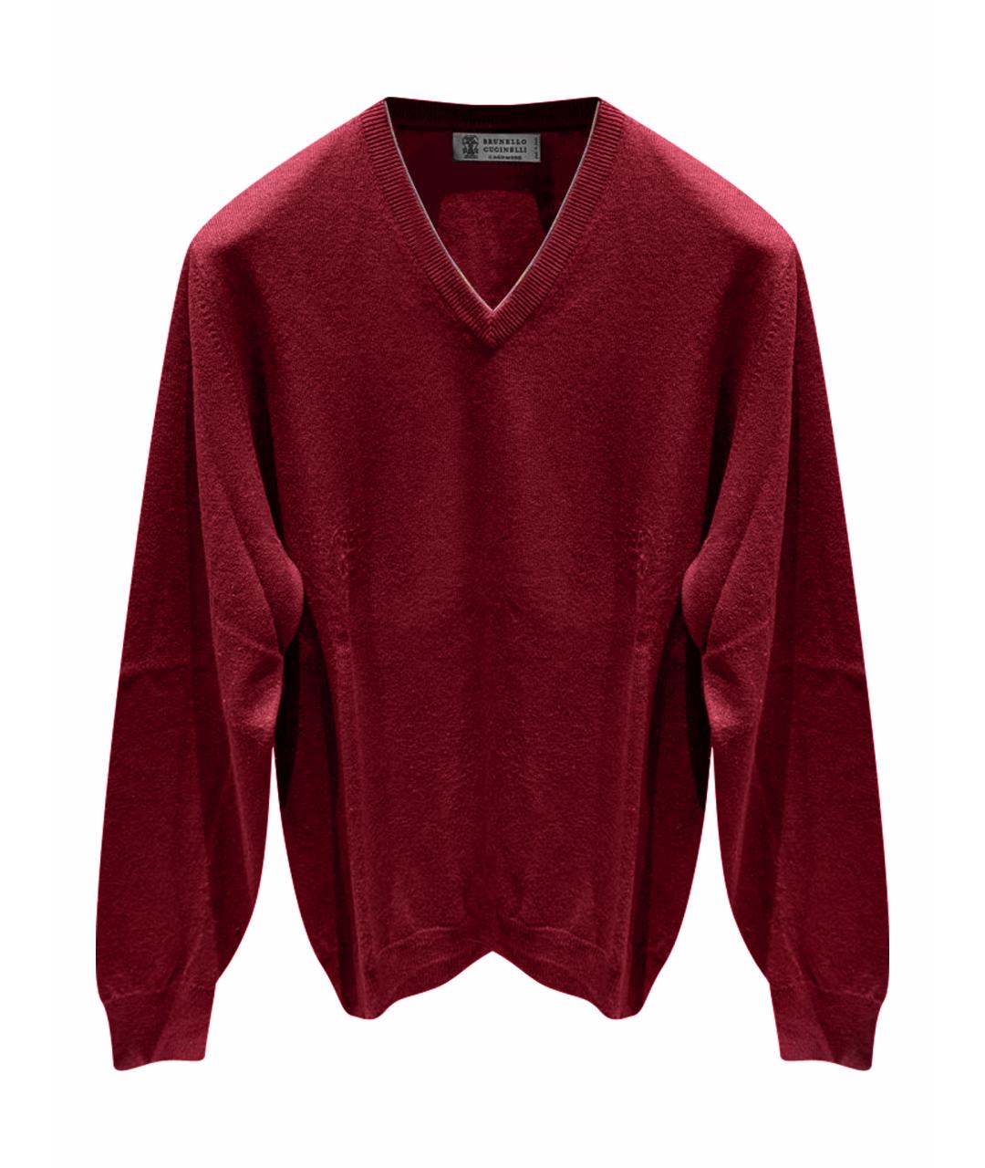 BRUNELLO CUCINELLI Бордовый кашемировый джемпер / свитер, фото 1