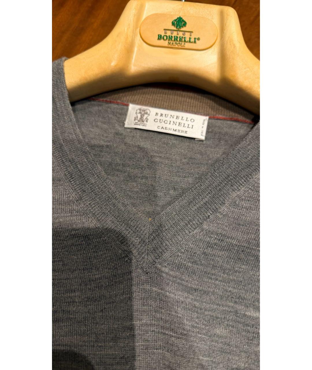 BRUNELLO CUCINELLI Серый кашемировый джемпер / свитер, фото 3