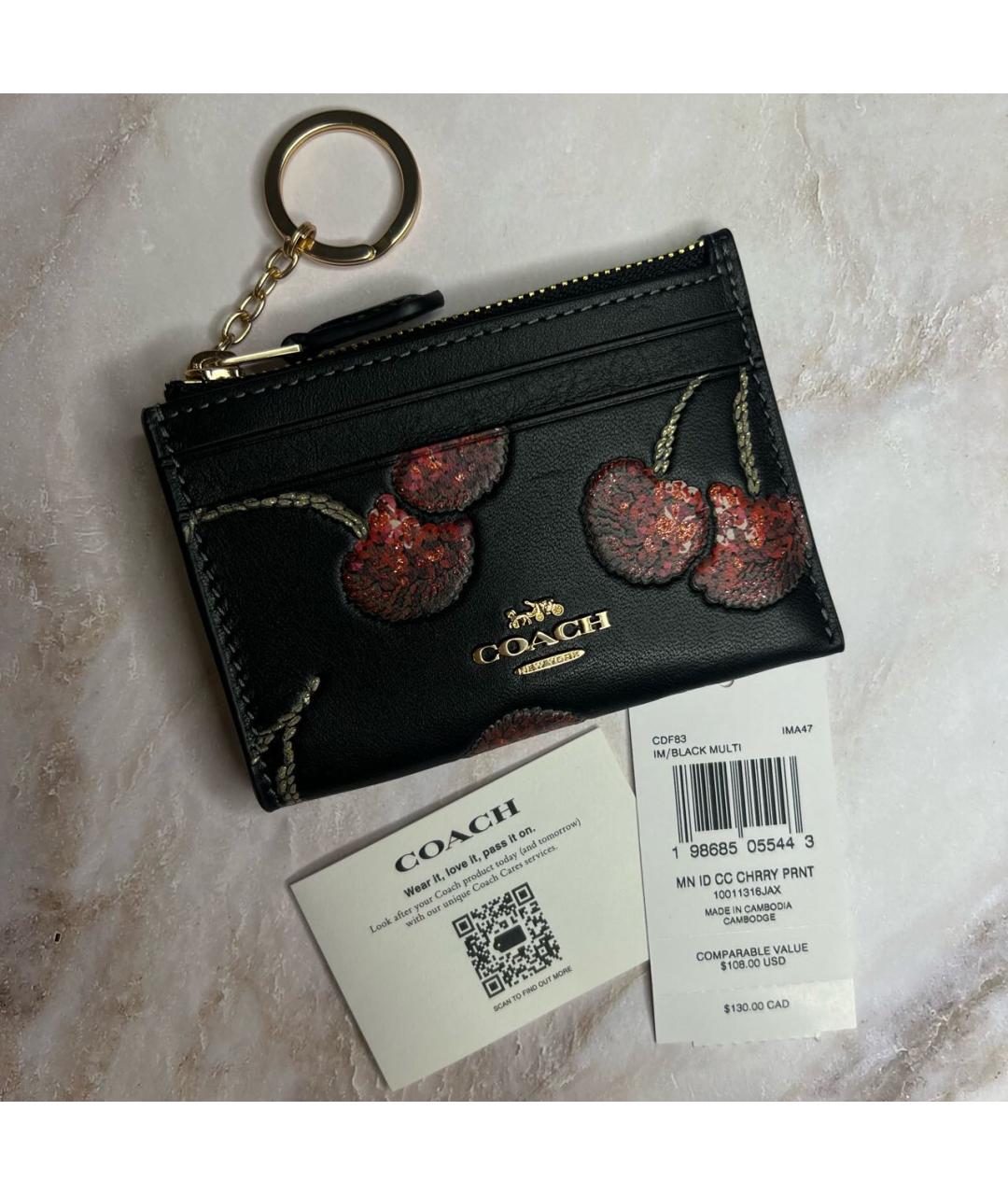 COACH Черный кожаный кардхолдер, фото 3