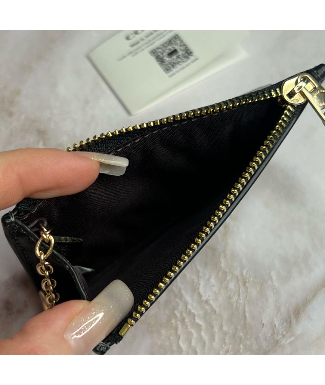 COACH Черный кожаный кардхолдер, фото 6