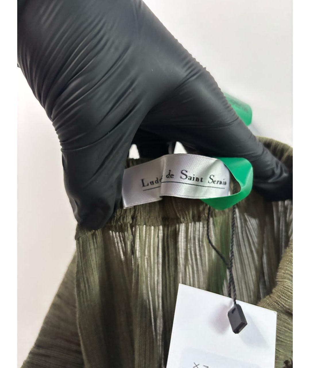 LUDOVIC DE SAINT SERNIN Хаки полиэстеровые брюки широкие, фото 3