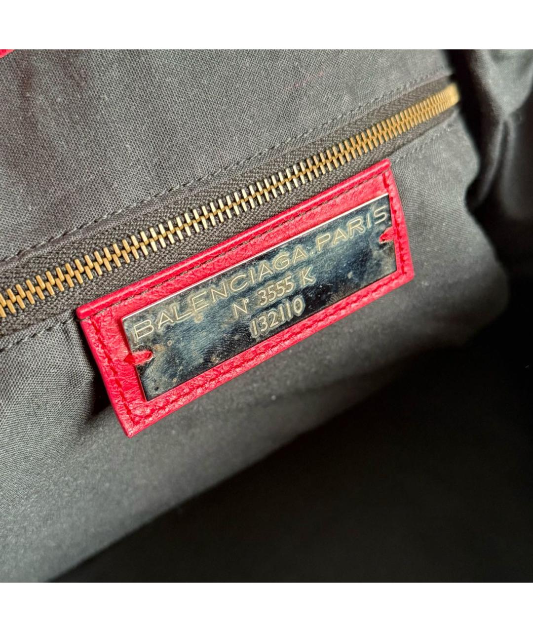 BALENCIAGA Красная кожаная сумка с короткими ручками, фото 4