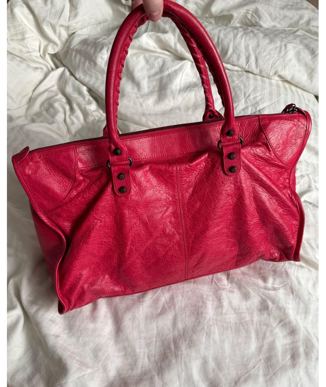 BALENCIAGA Красная кожаная сумка с короткими ручками, фото 2