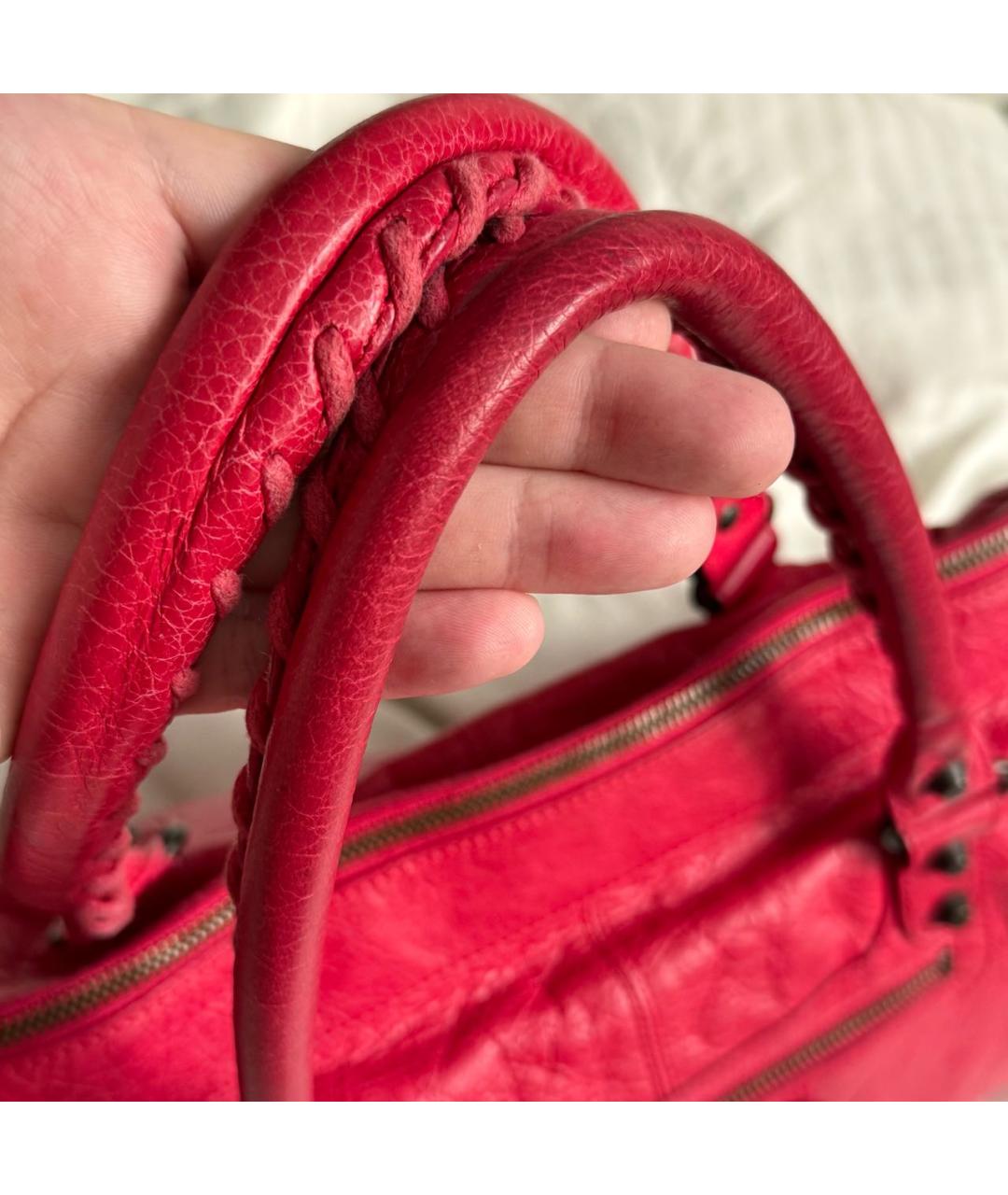 BALENCIAGA Красная кожаная сумка с короткими ручками, фото 3