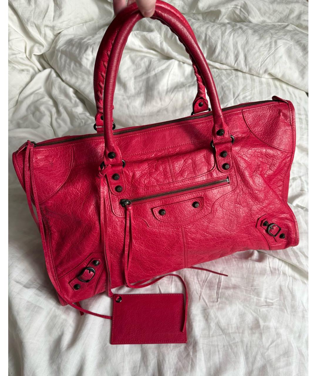 BALENCIAGA Красная кожаная сумка с короткими ручками, фото 7