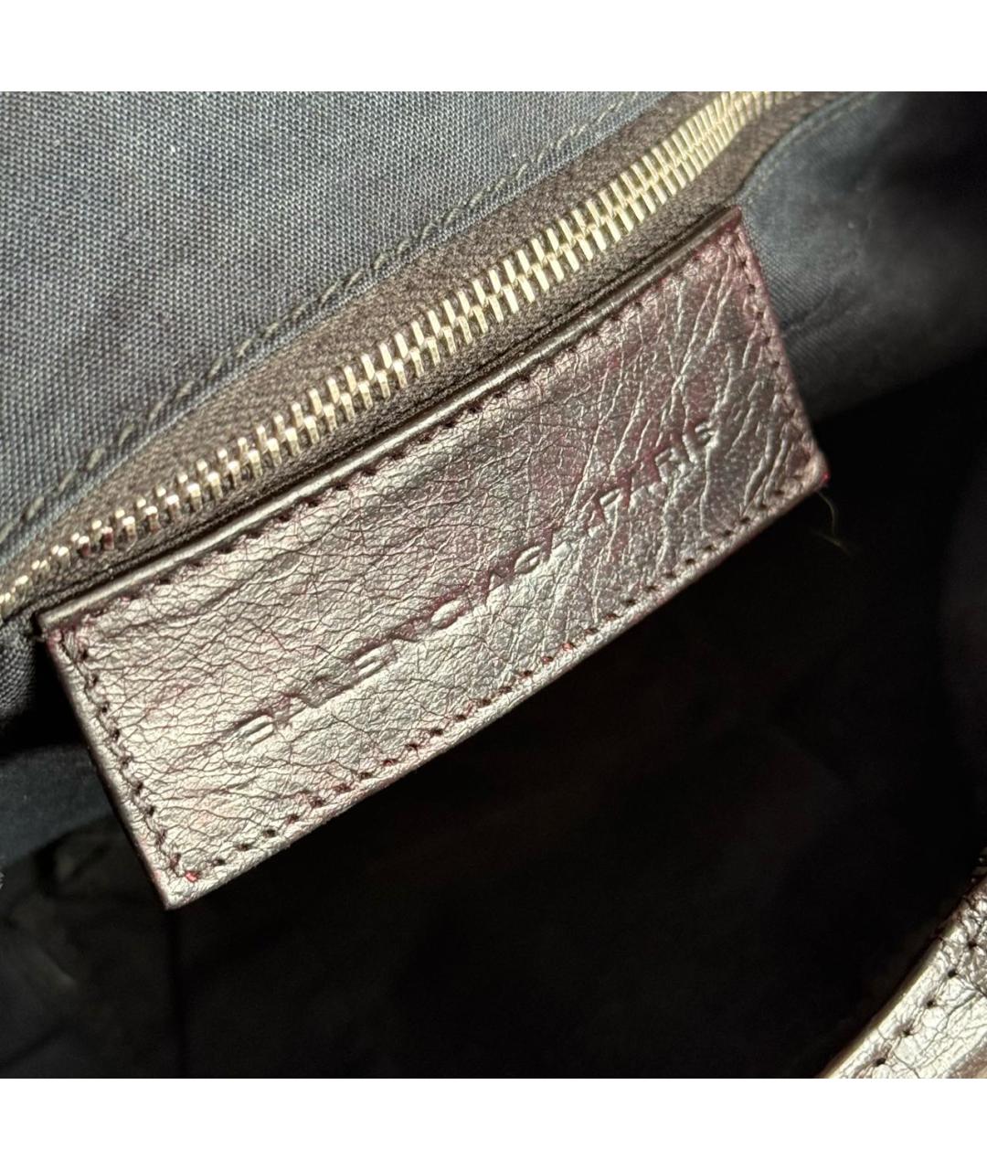 BALENCIAGA Коричневая кожаная сумка с короткими ручками, фото 5