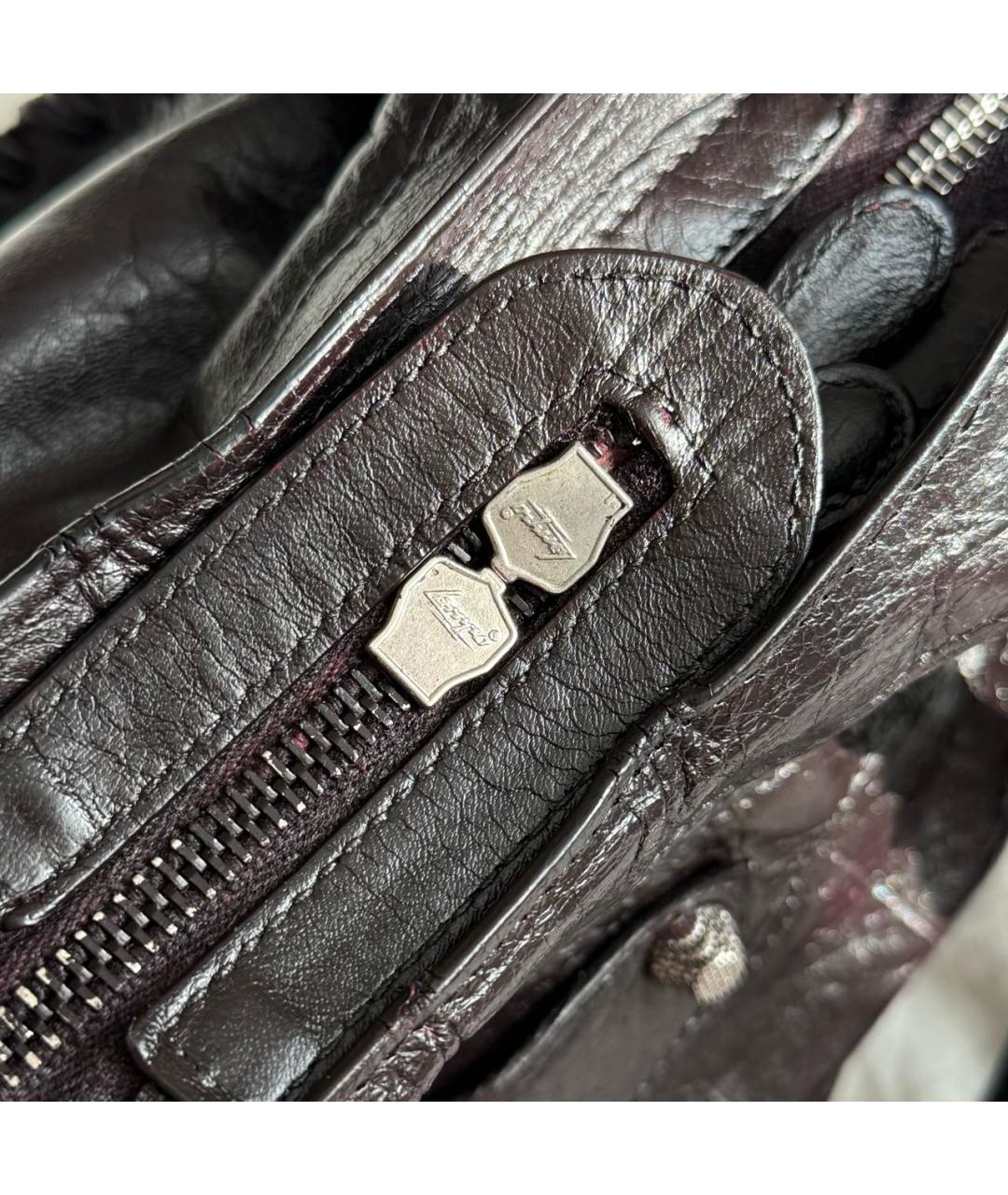 BALENCIAGA Коричневая кожаная сумка с короткими ручками, фото 4