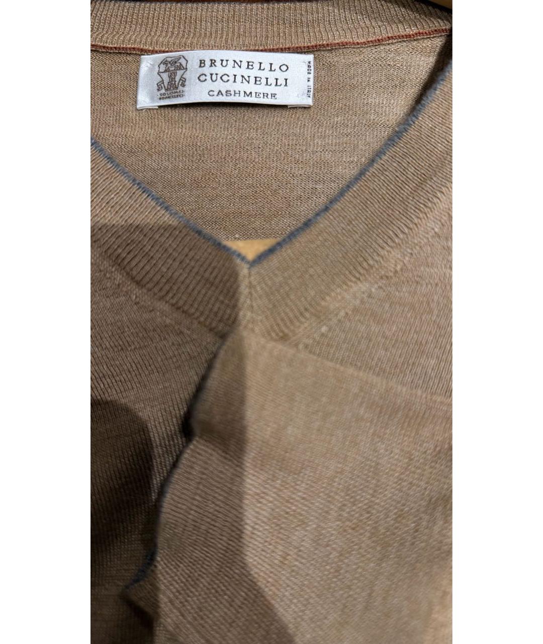 BRUNELLO CUCINELLI Бежевый кашемировый джемпер / свитер, фото 3