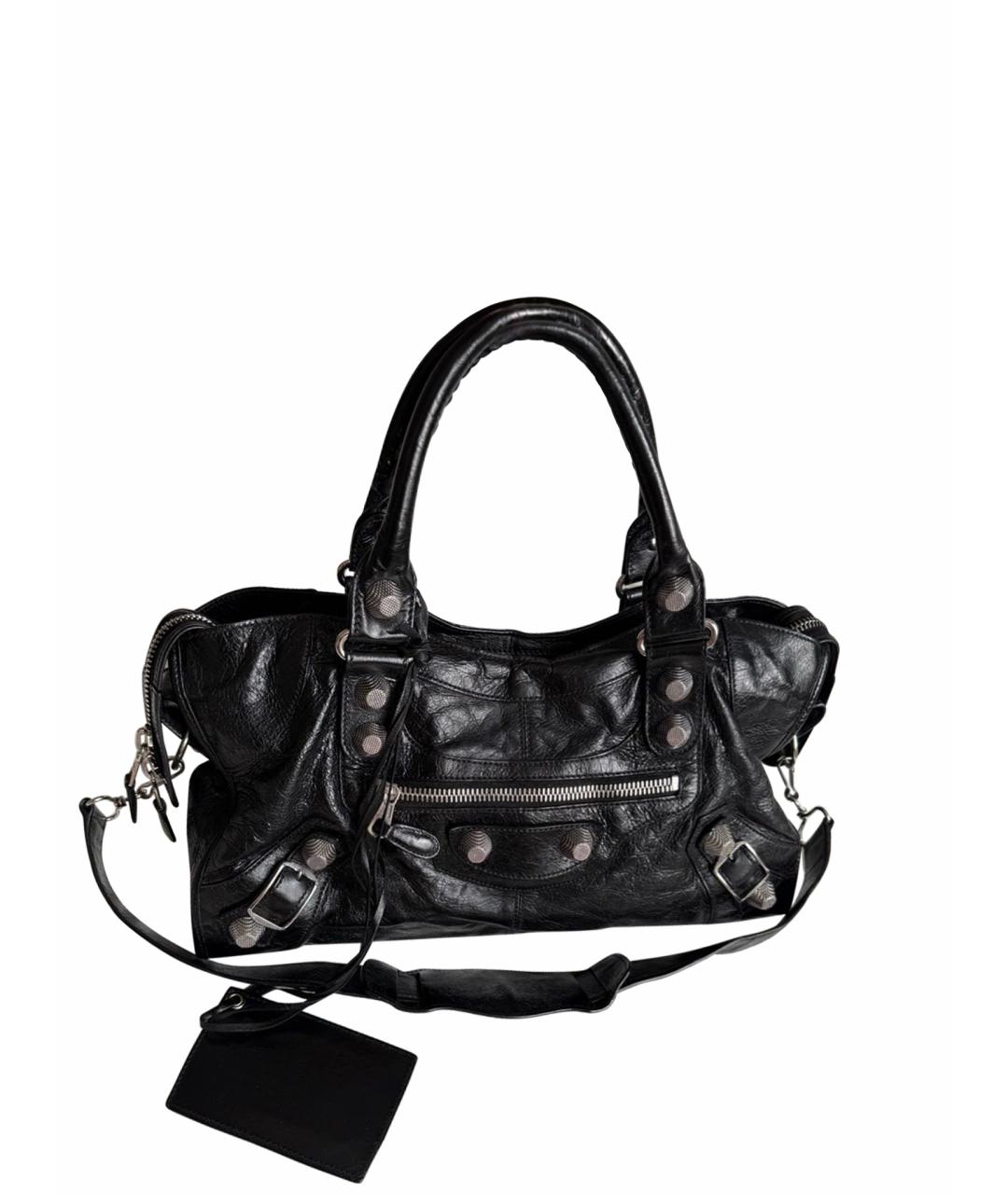 BALENCIAGA Черная кожаная сумка с короткими ручками, фото 1