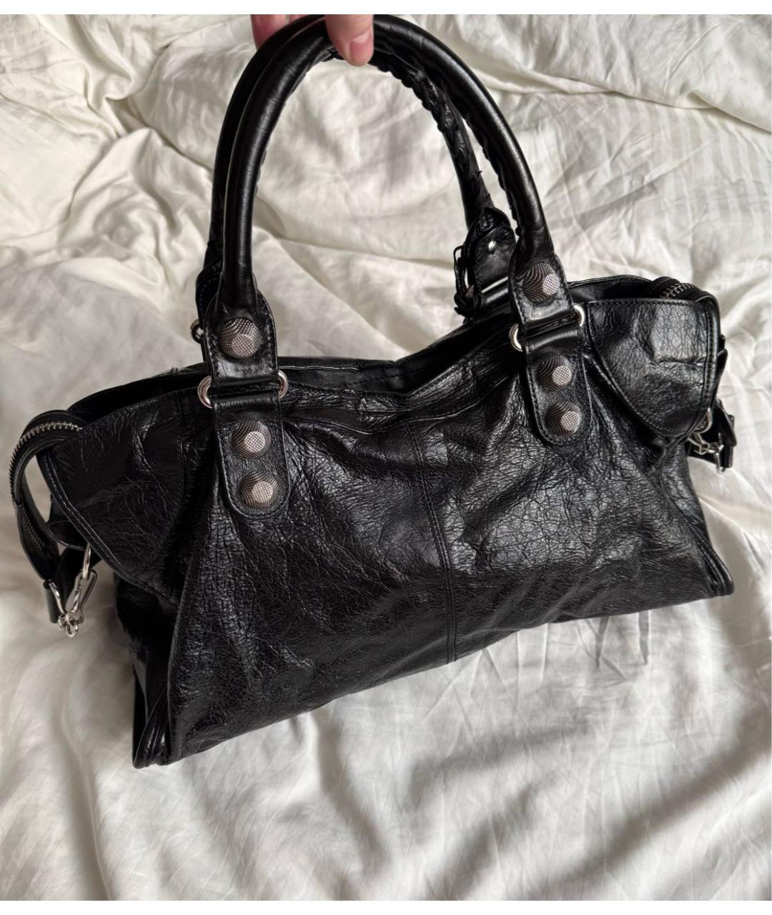 BALENCIAGA Черная кожаная сумка с короткими ручками, фото 2