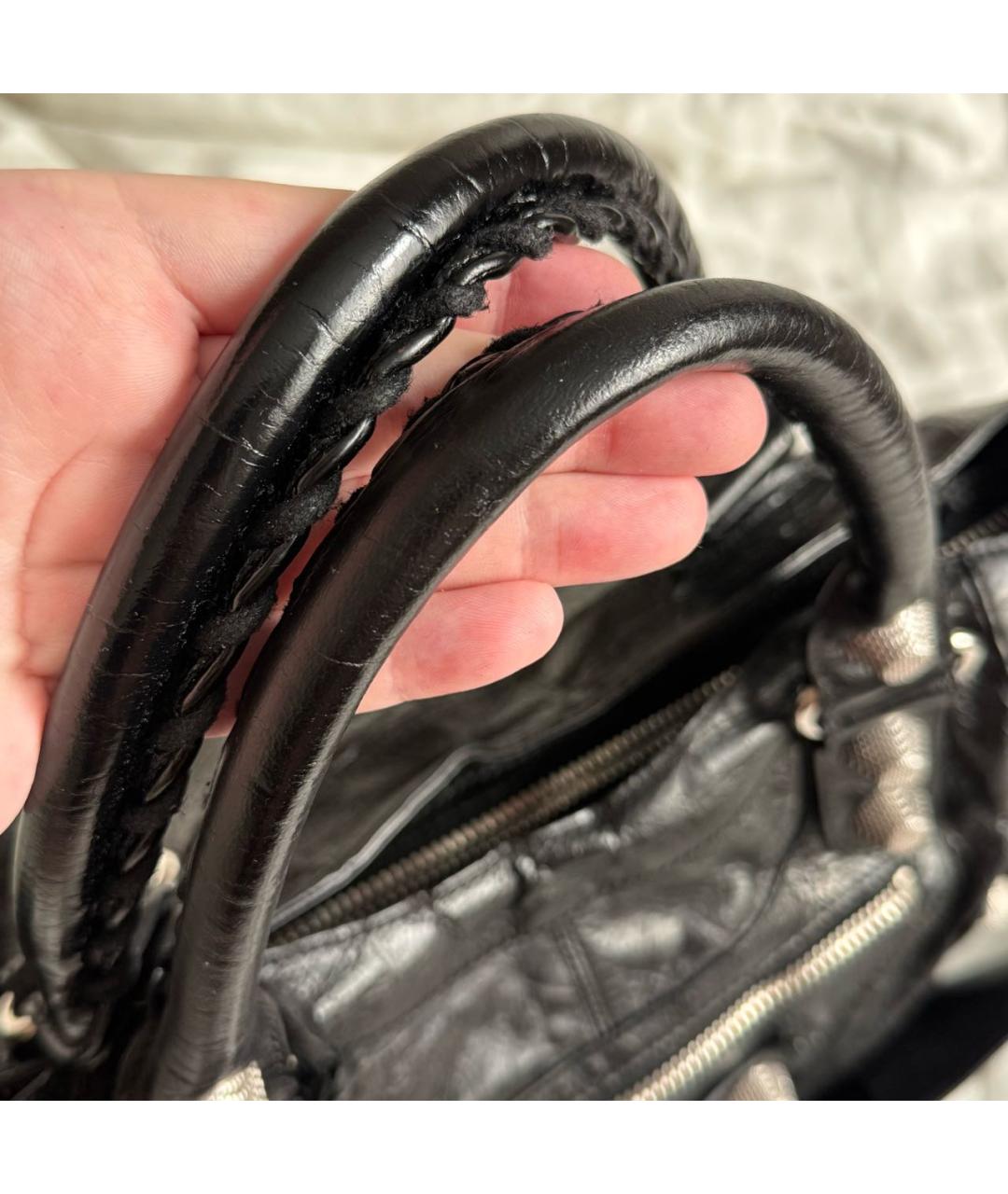 BALENCIAGA Черная кожаная сумка с короткими ручками, фото 3
