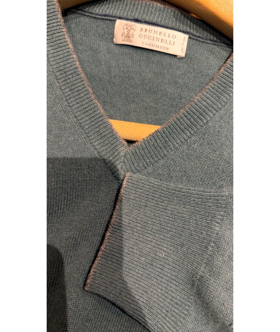 BRUNELLO CUCINELLI Бирюзовый кашемировый джемпер / свитер, фото 3