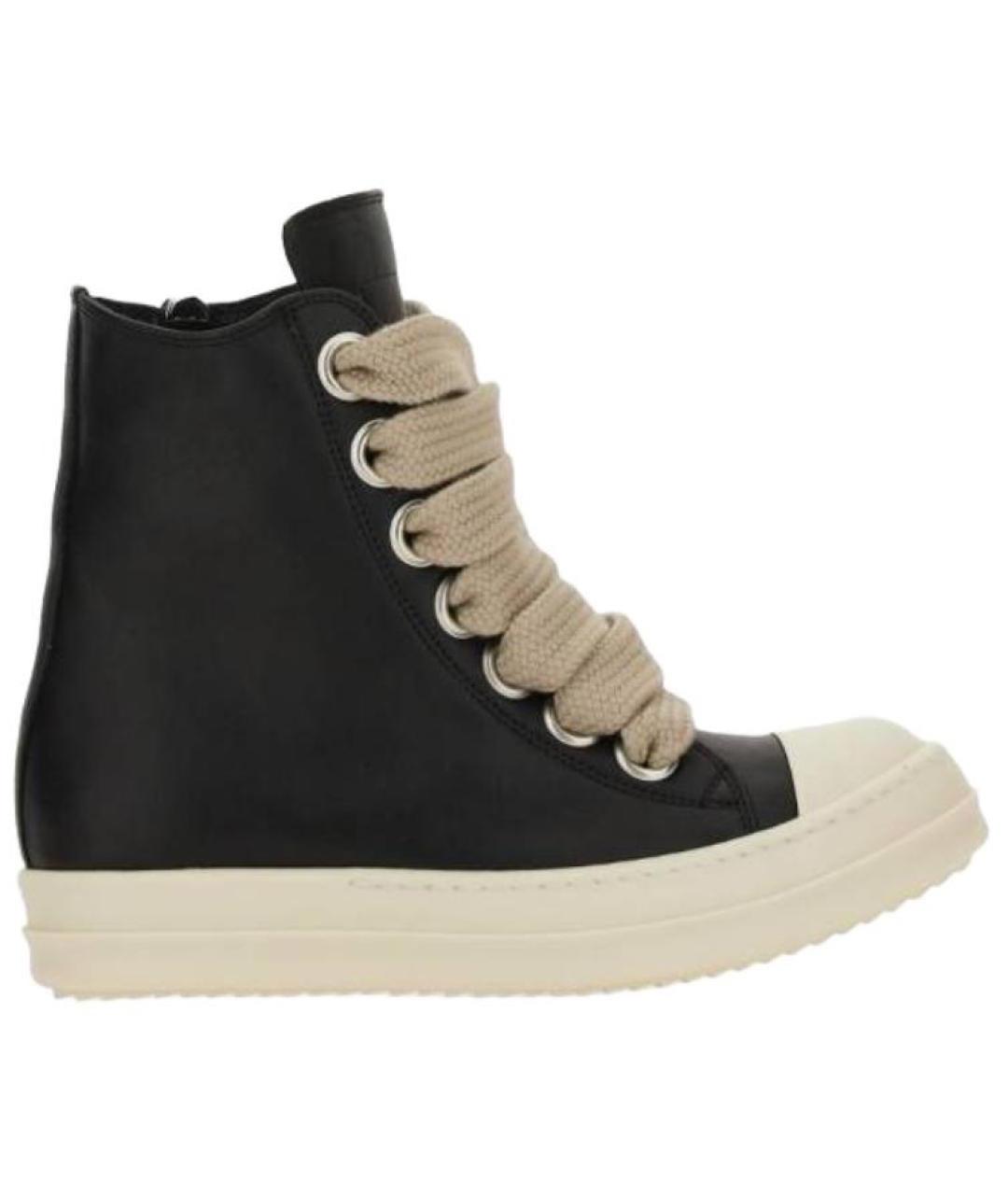 RICK OWENS Черные кожаные кеды, фото 1