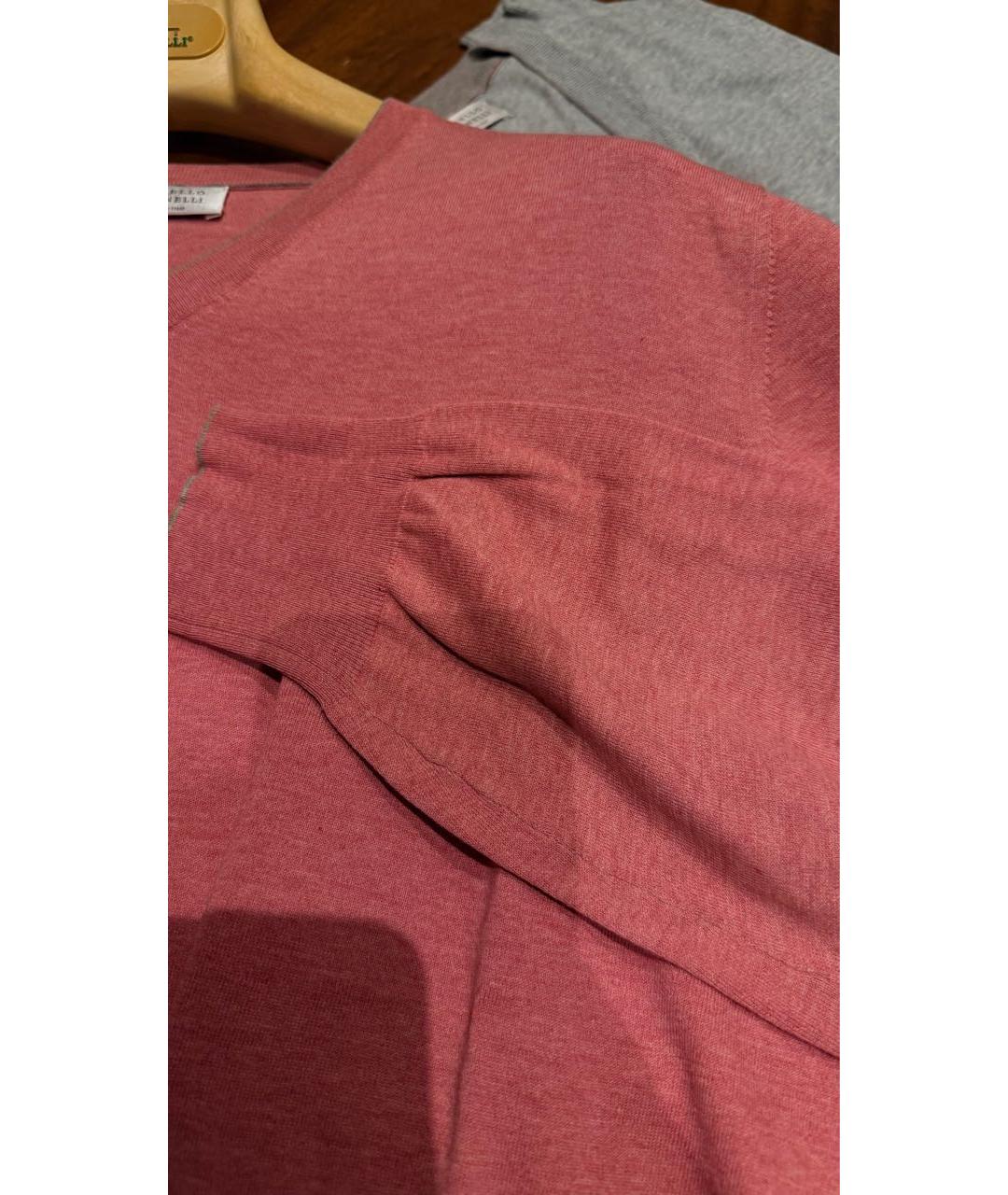 BRUNELLO CUCINELLI Коралловый хлопковый джемпер / свитер, фото 4