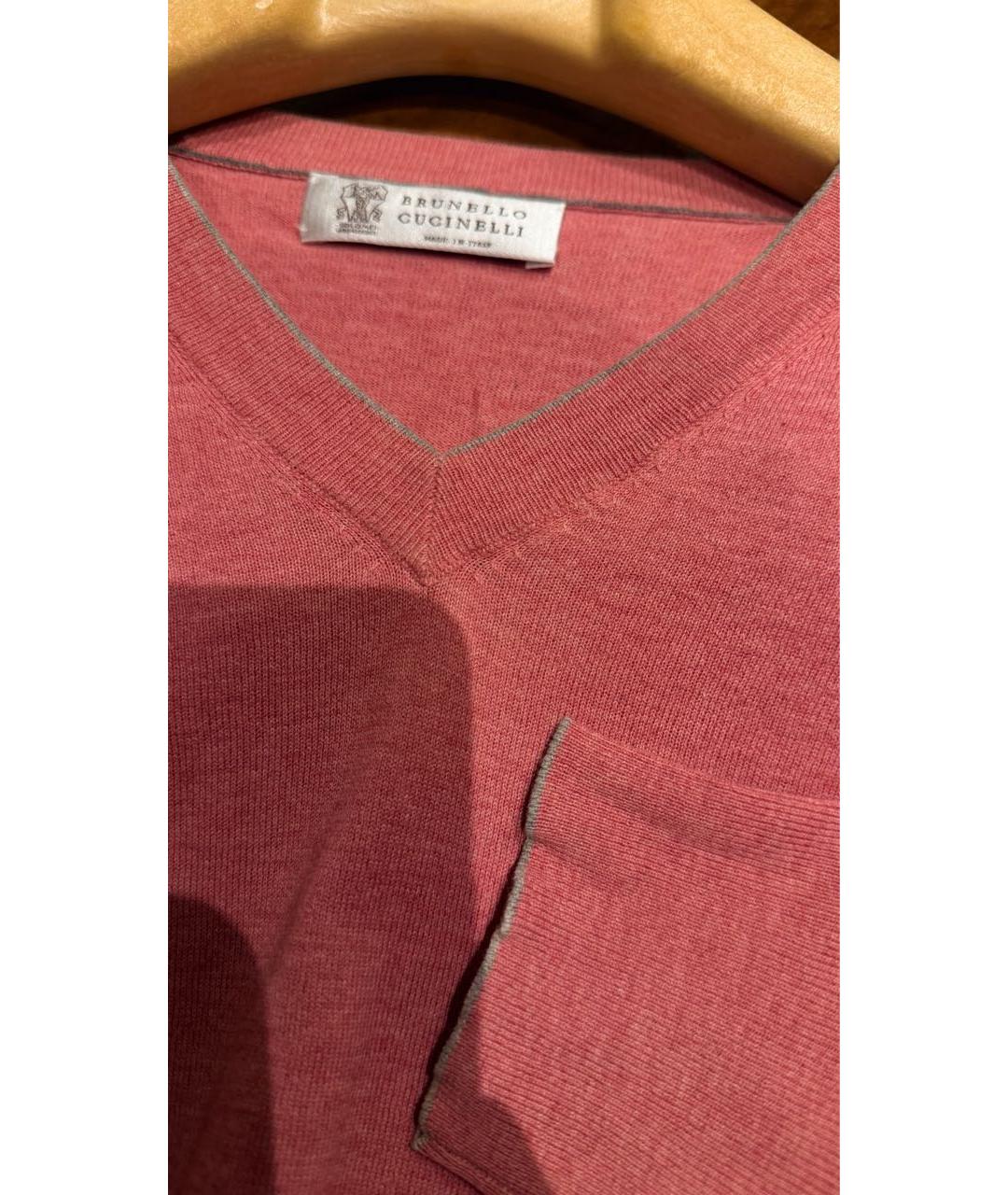 BRUNELLO CUCINELLI Коралловый хлопковый джемпер / свитер, фото 3
