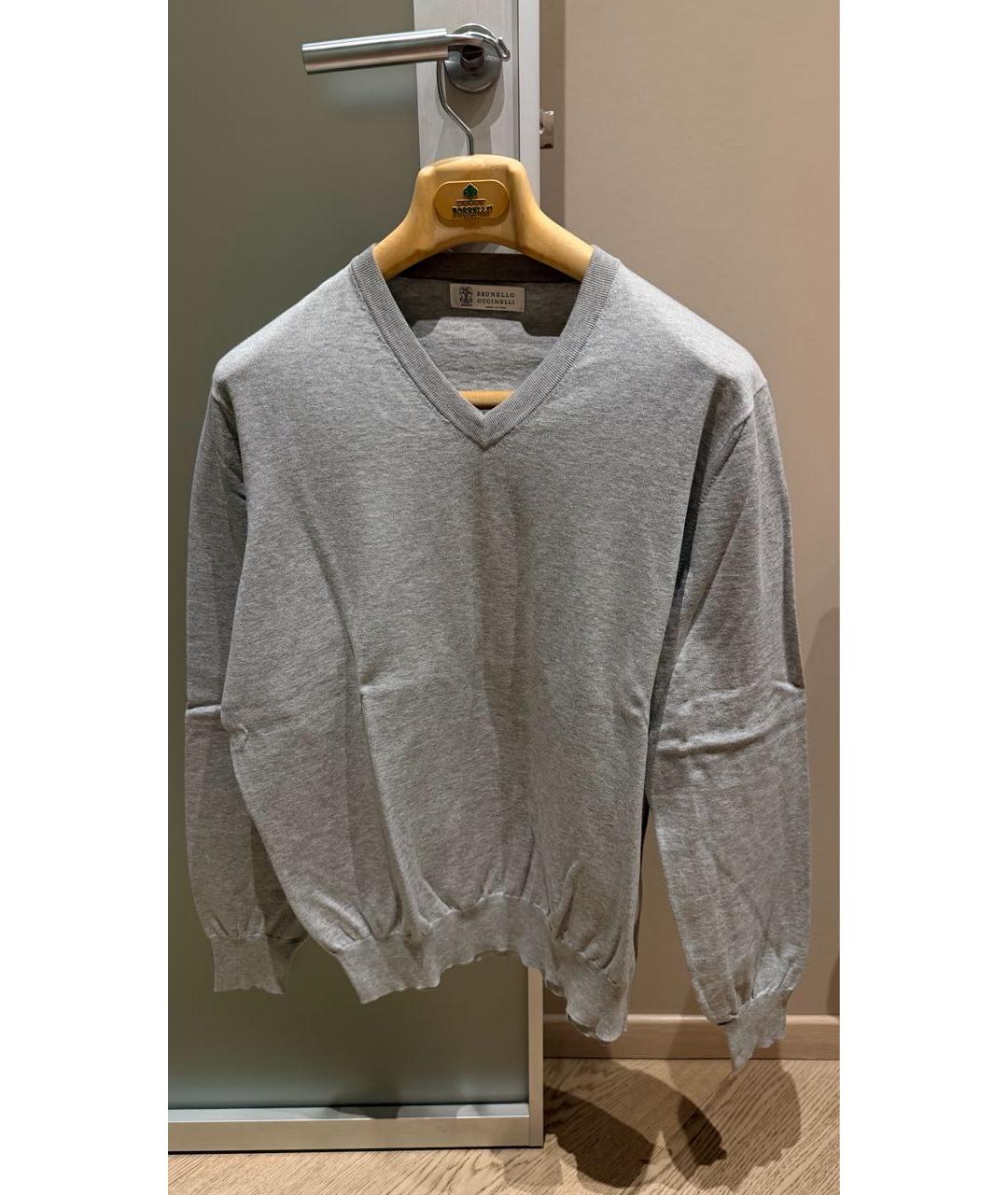 BRUNELLO CUCINELLI Серый хлопковый джемпер / свитер, фото 5