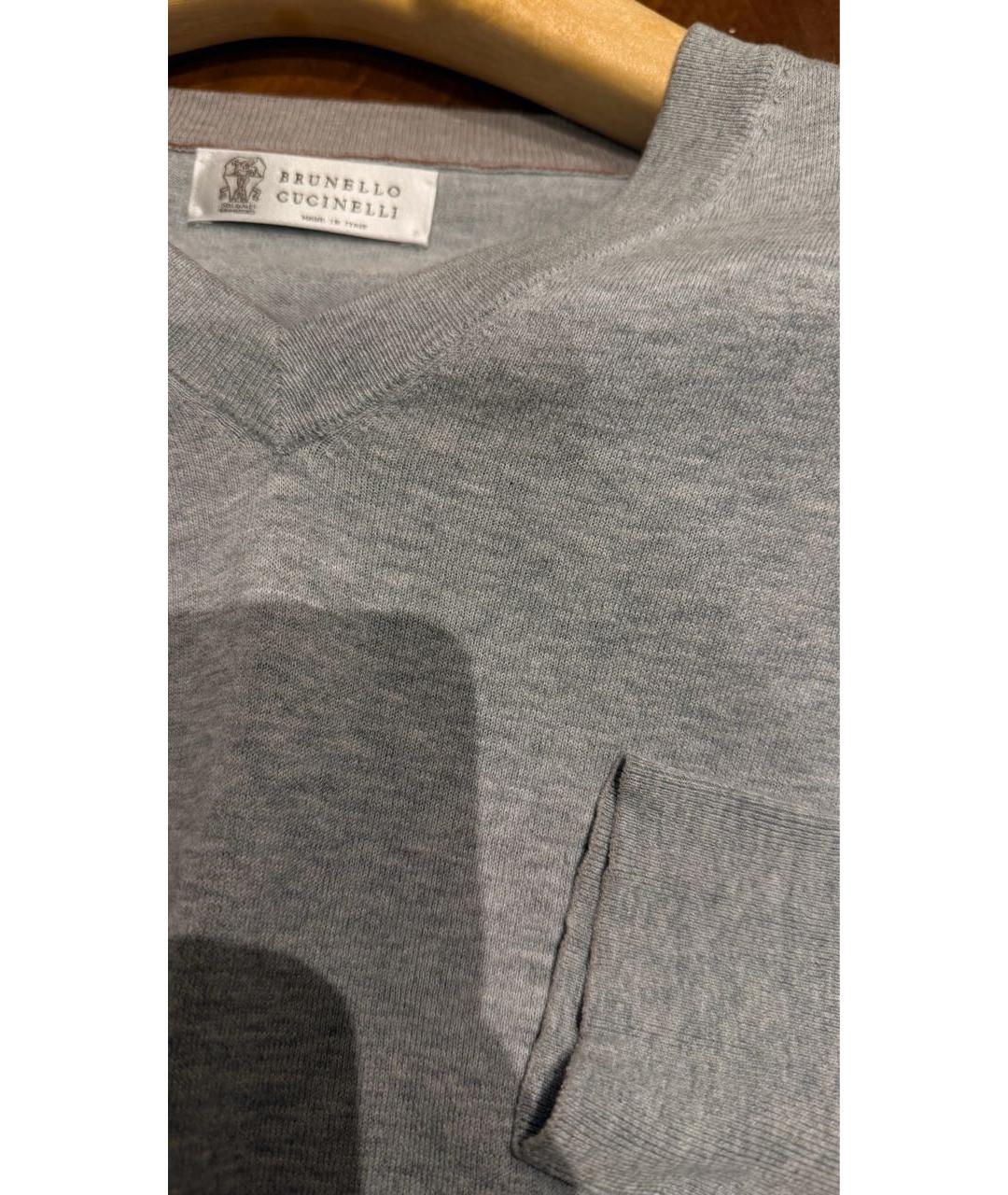 BRUNELLO CUCINELLI Серый хлопковый джемпер / свитер, фото 3