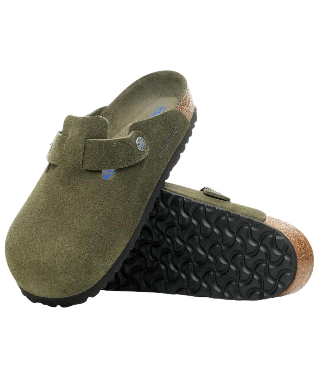 BIRKENSTOCK Зеленые замшевые мюли, фото 5