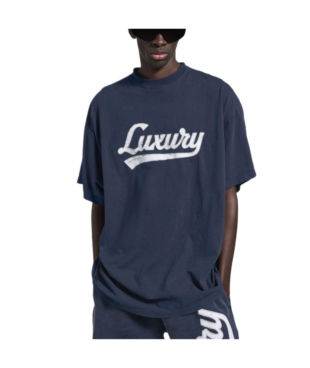 BALENCIAGA Темно-синяя футболка, фото 5