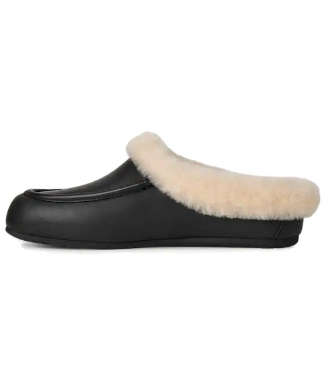 UGG AUSTRALIA Черные кожаные мюли, фото 3