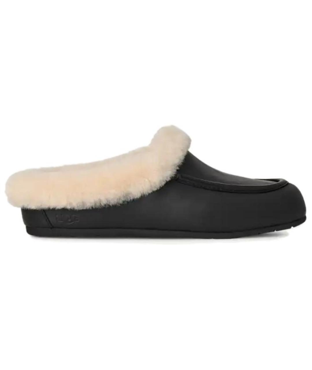 UGG AUSTRALIA Черные кожаные мюли, фото 1