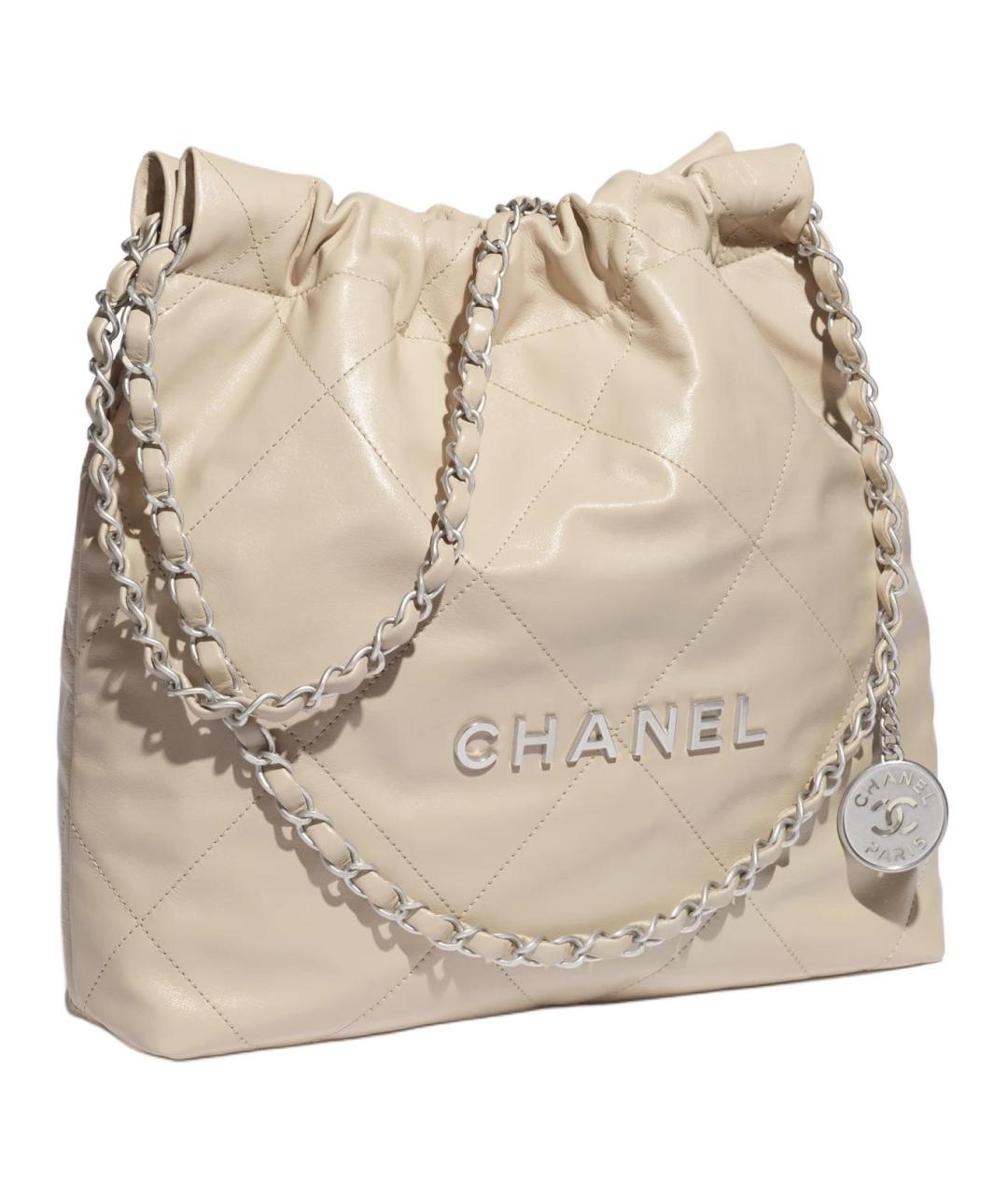 CHANEL Бежевая кожаная сумка через плечо, фото 2