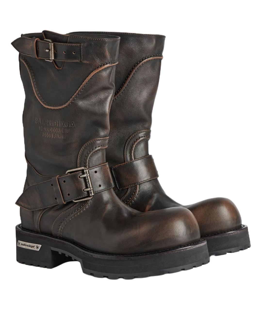 BALENCIAGA Коричневые кожаные сапоги, фото 3