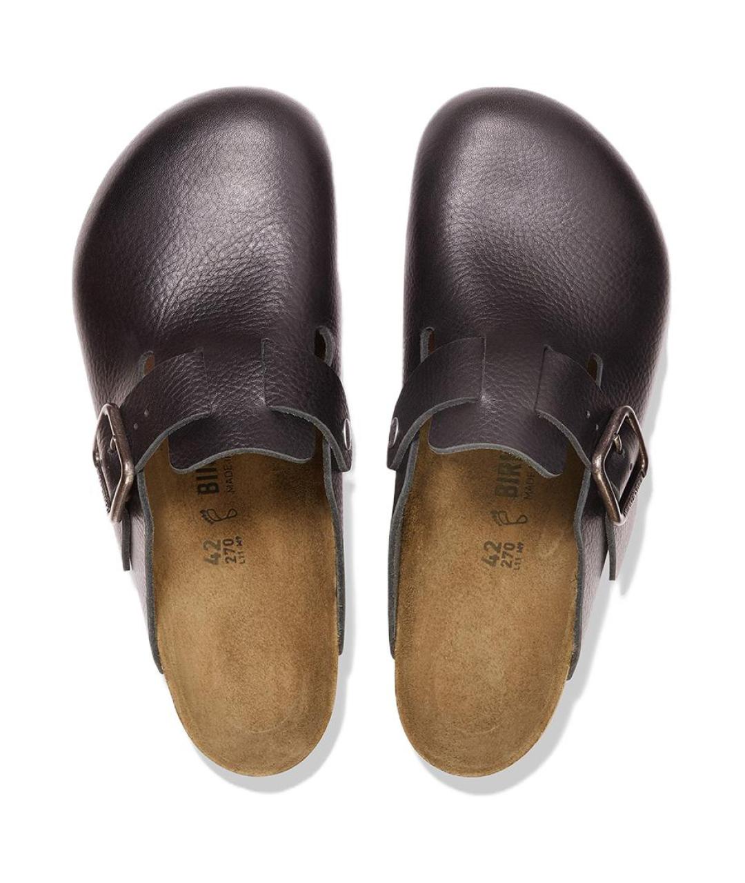 BIRKENSTOCK Черные кожаные слипоны, фото 3