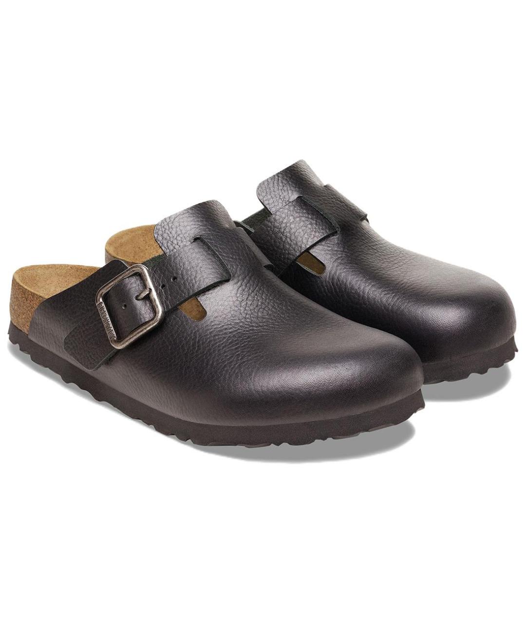 BIRKENSTOCK Черные кожаные слипоны, фото 2